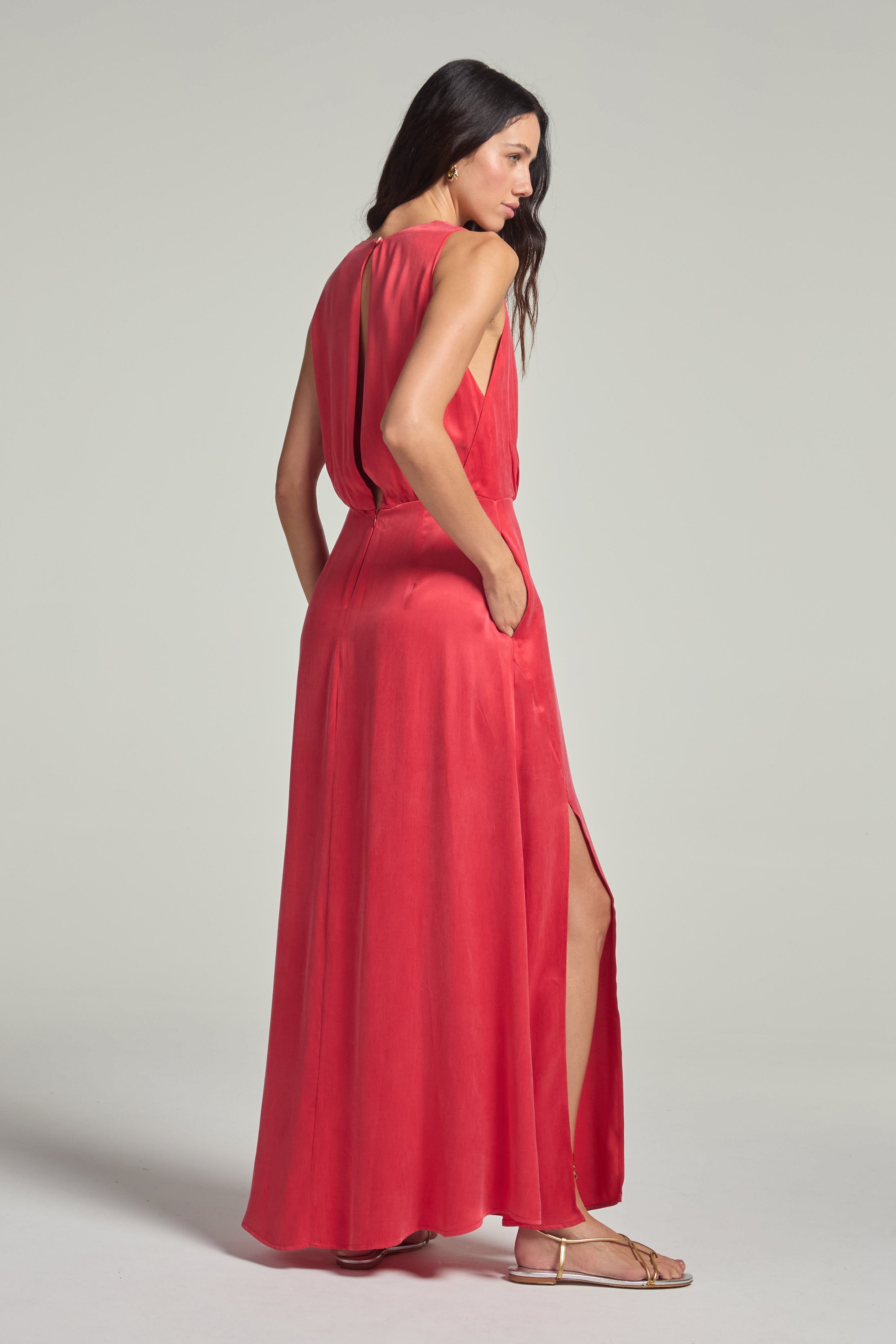 Vestido em cupro - Vermelho