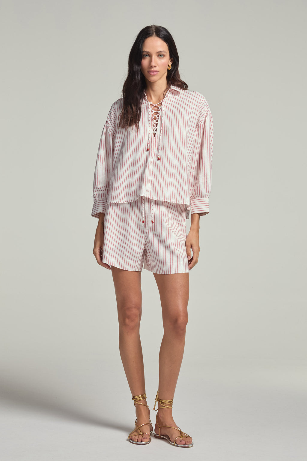 Shorts em linho - Listrado