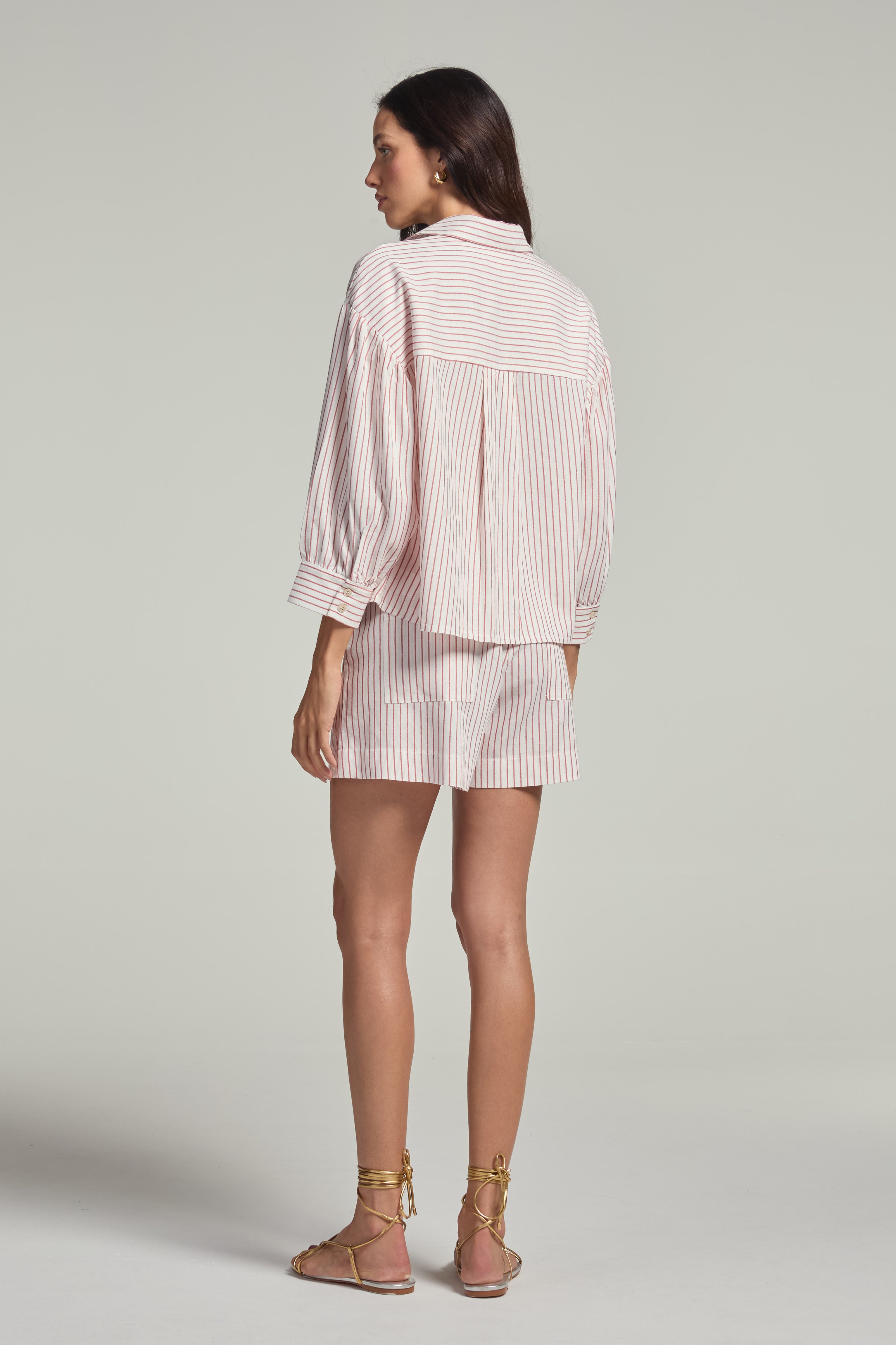 Shorts em linho - Listrado