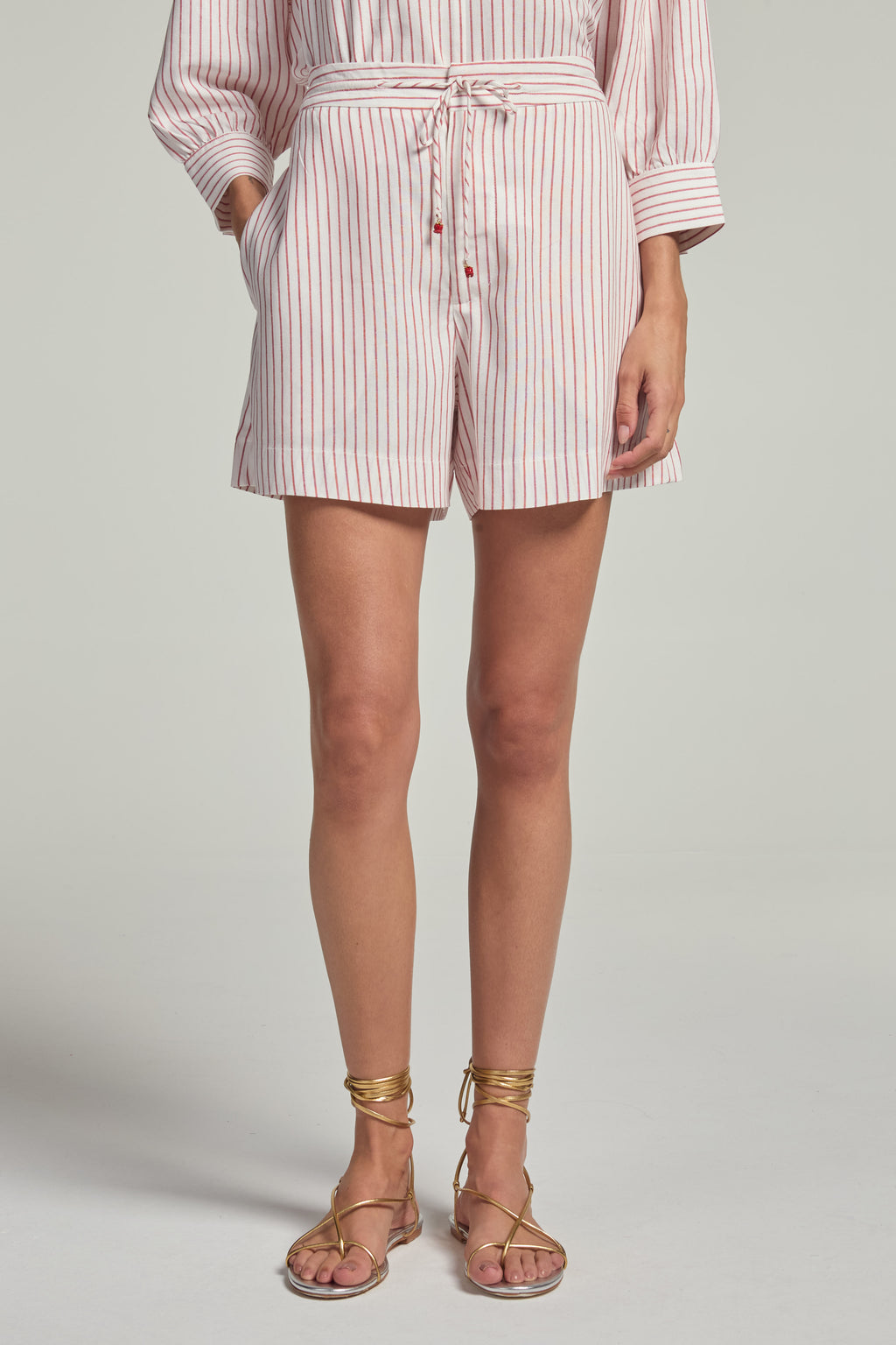 Shorts em linho - Listrado