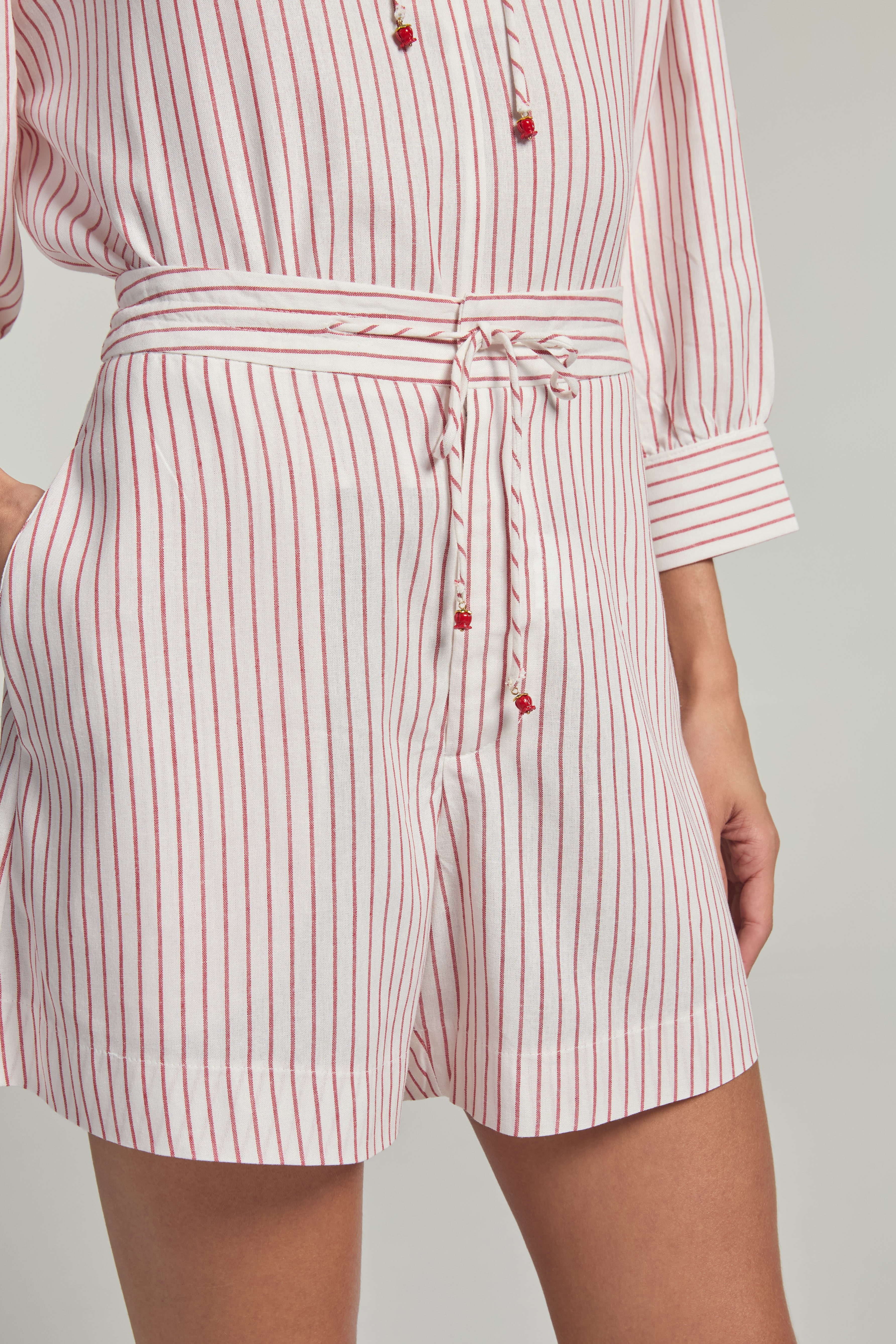 Shorts em linho - Listrado