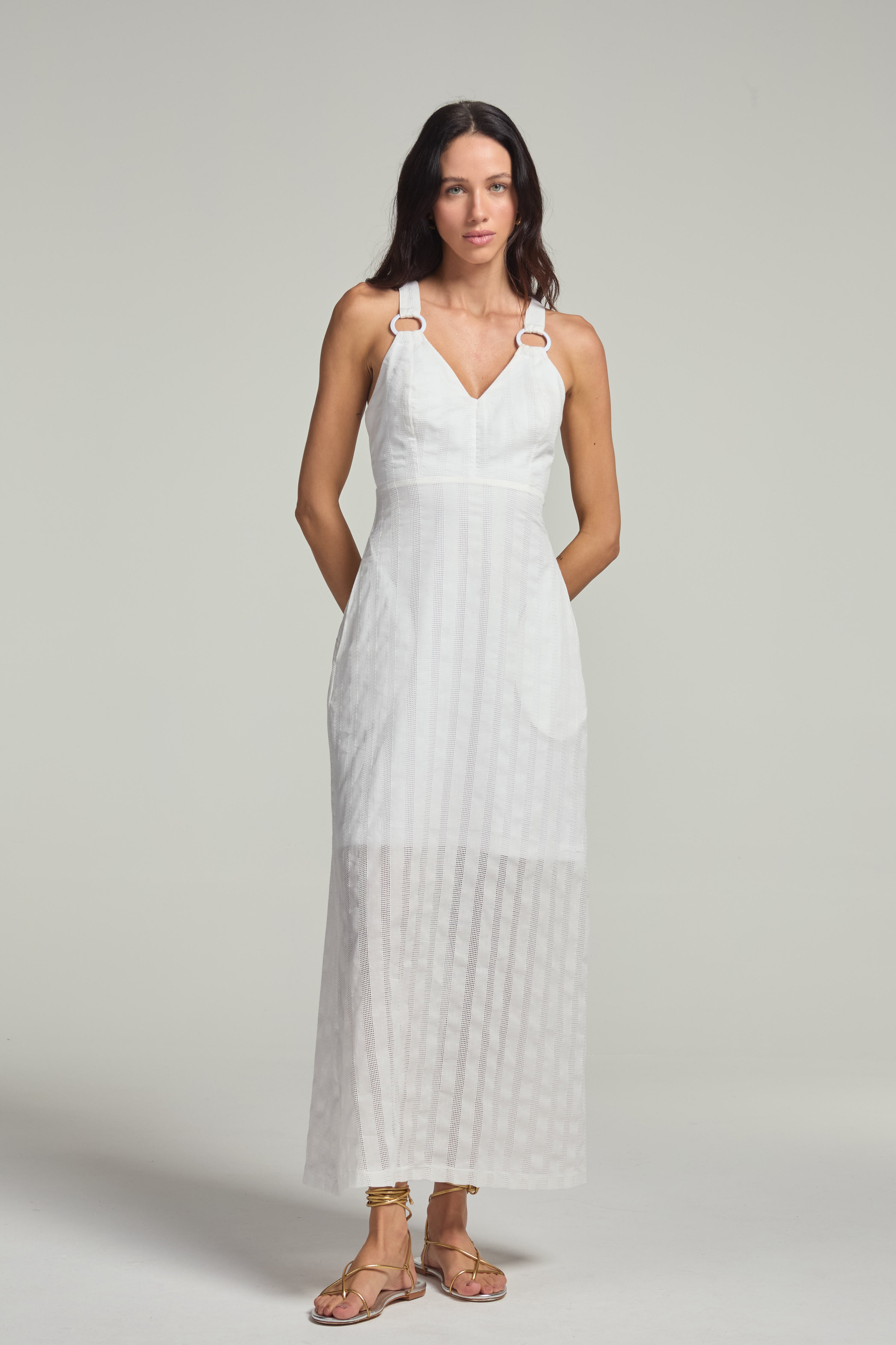 Vestido em cotton laise - Off White