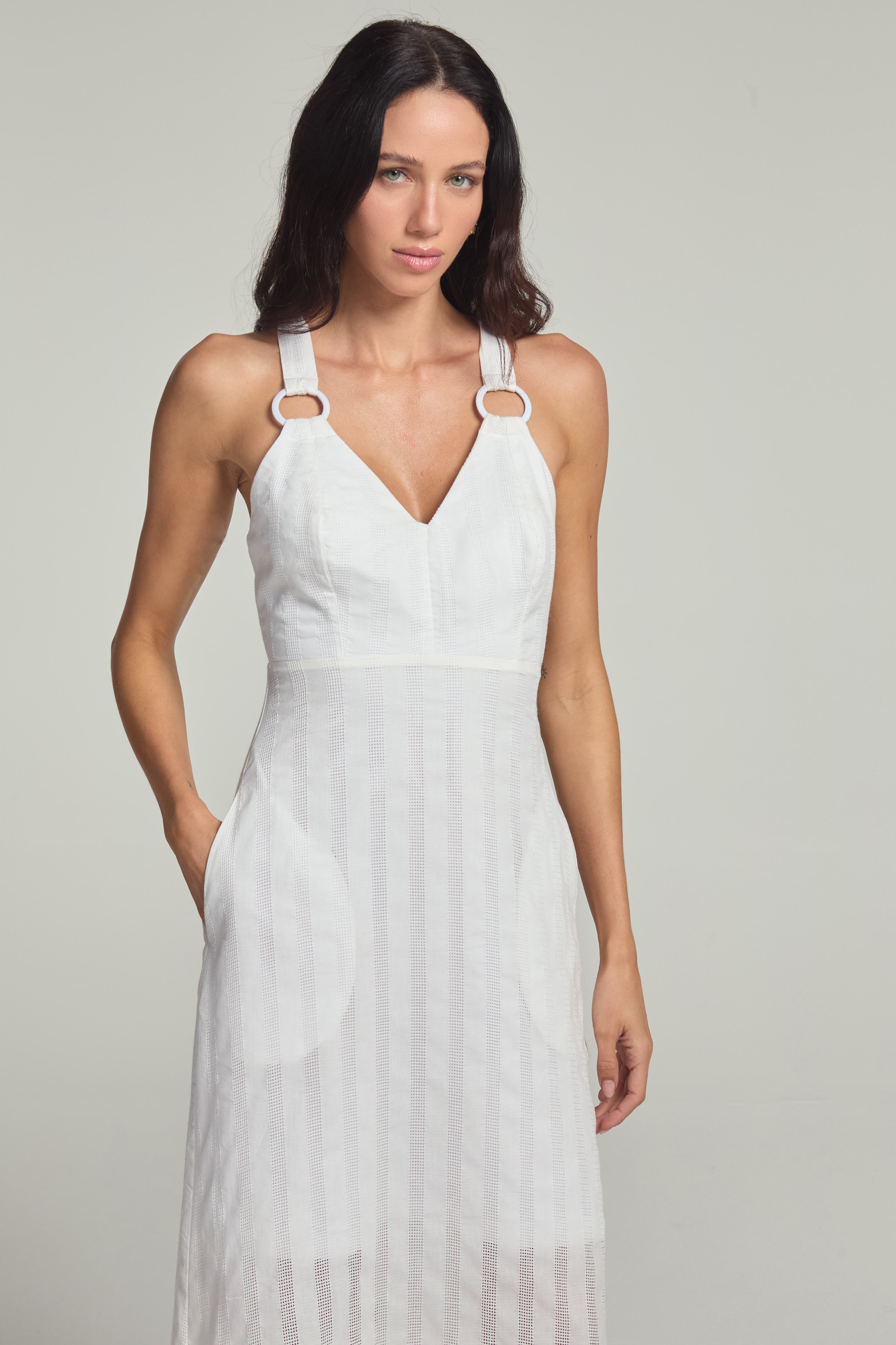 Vestido em cotton laise - Off White