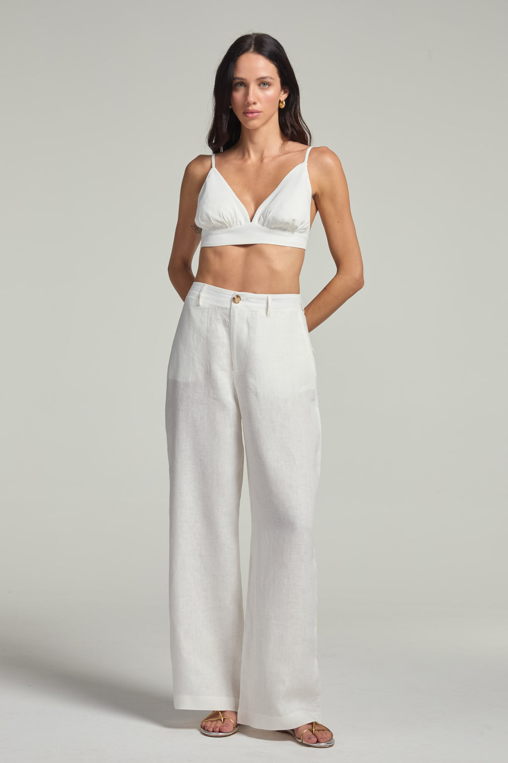 Calça em linho - Off White