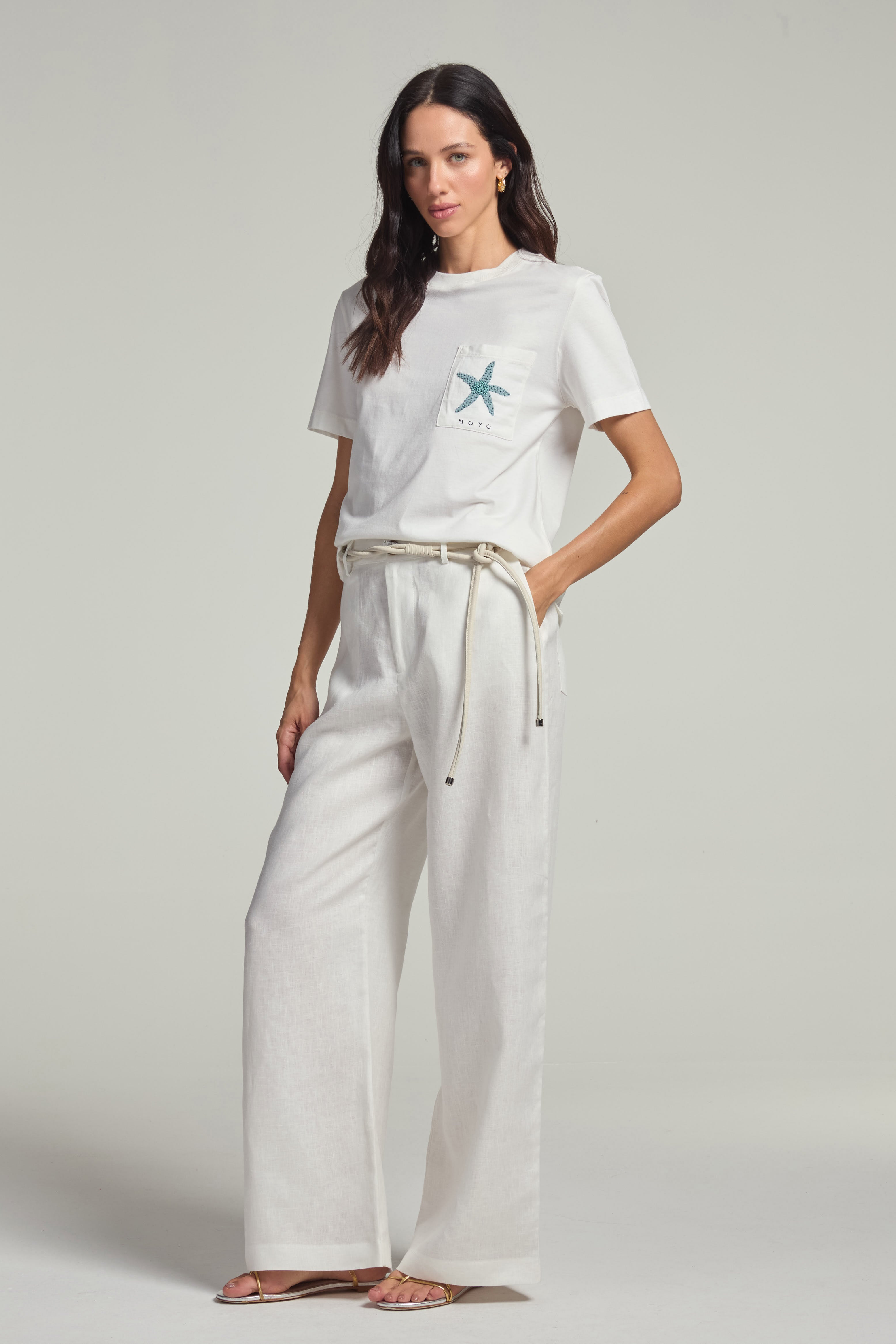 Camiseta em meia malha - Off White