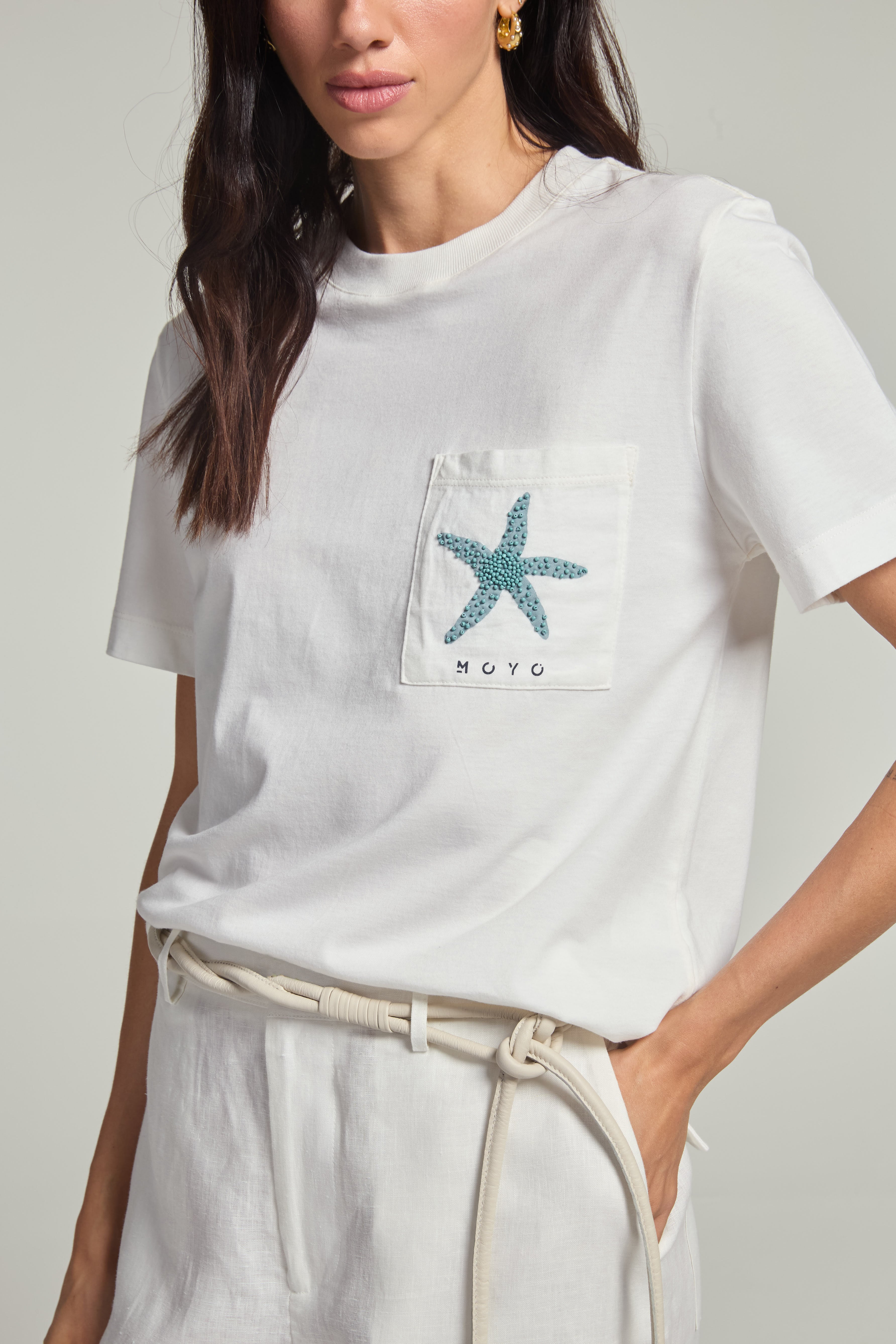 Camiseta em meia malha - Off White