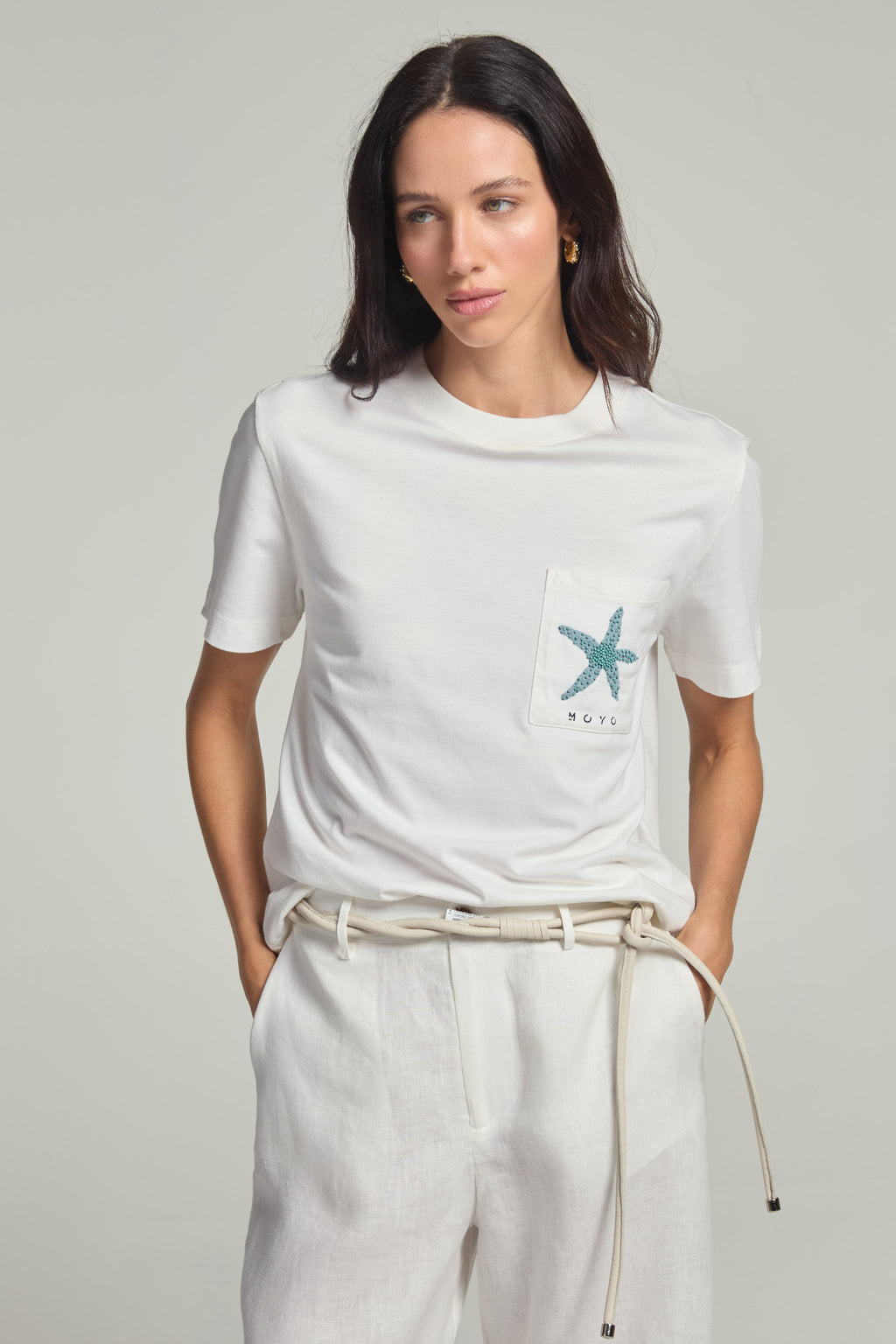 Camiseta em meia malha - Off White