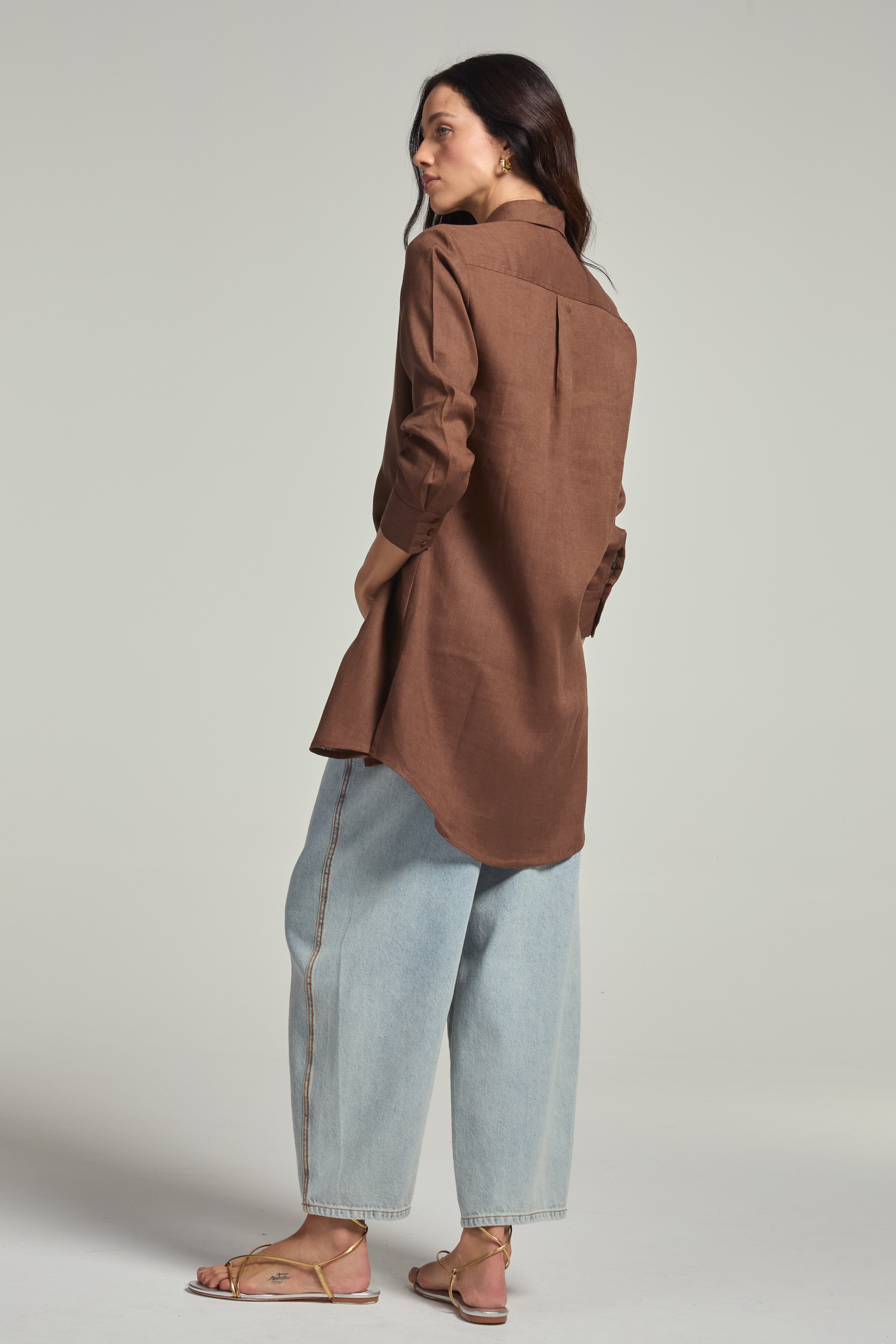 Chemise Linho Marrom