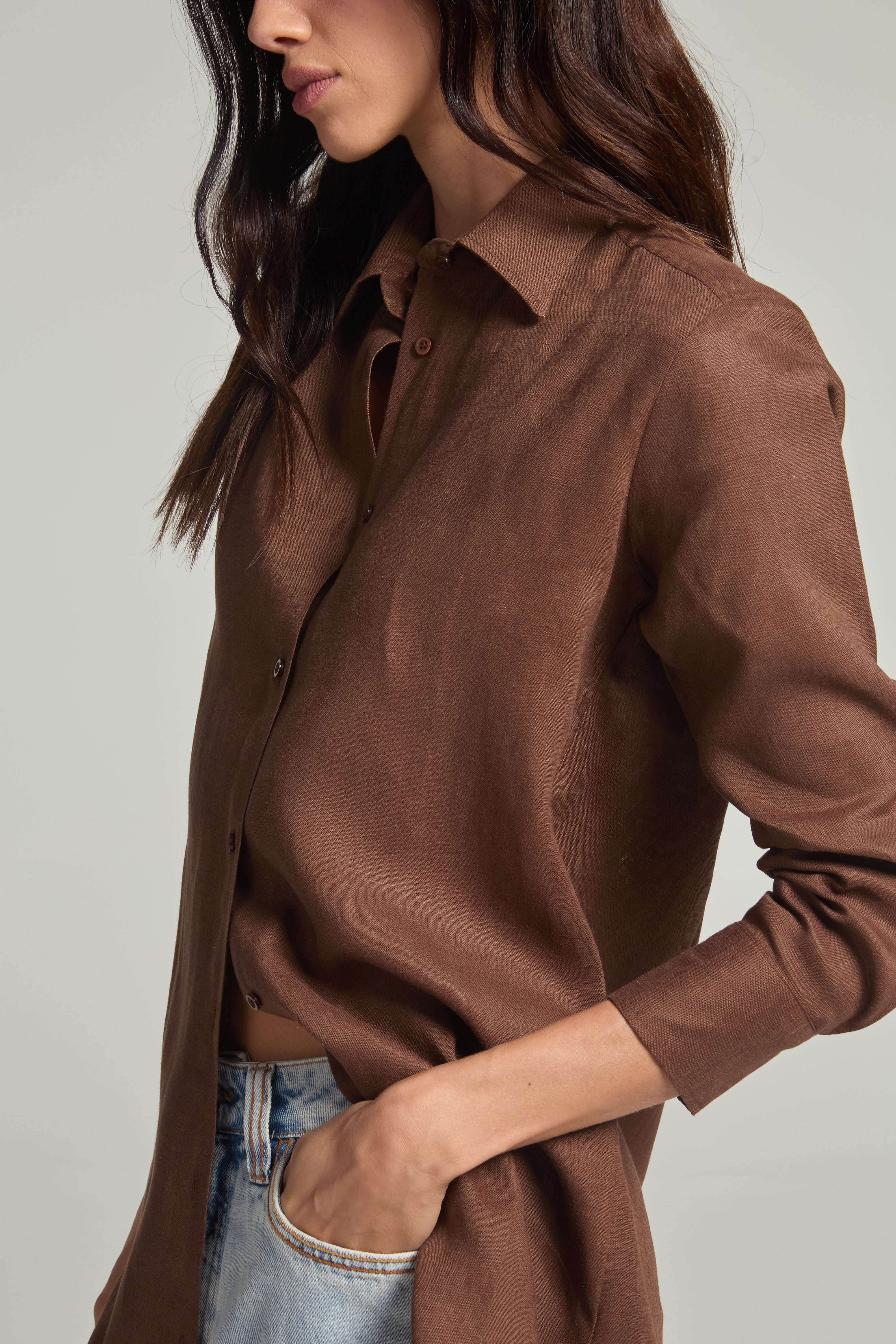 Chemise Linho Marrom
