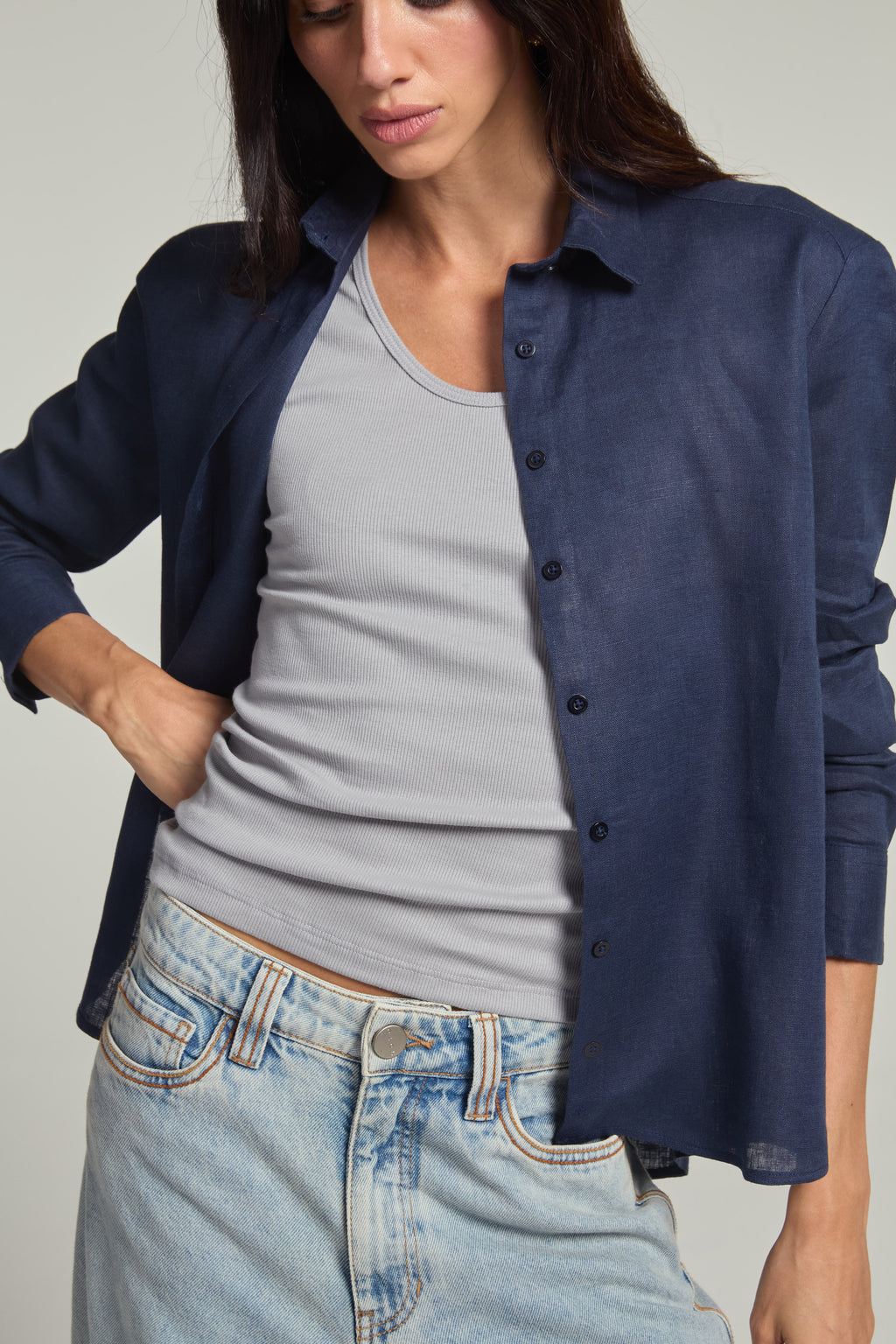 Camisa em linho - Marinho