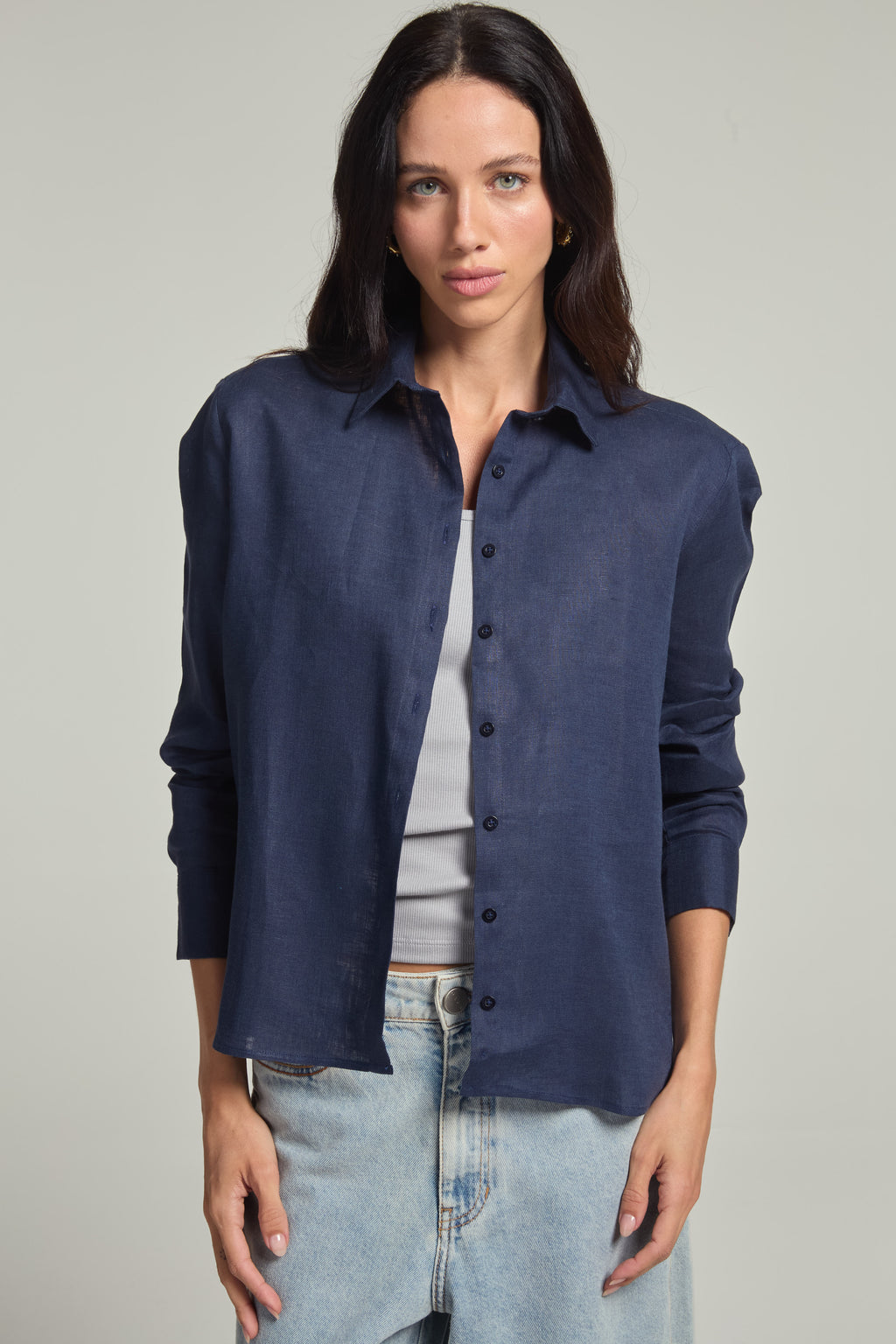 Camisa em linho - Marinho