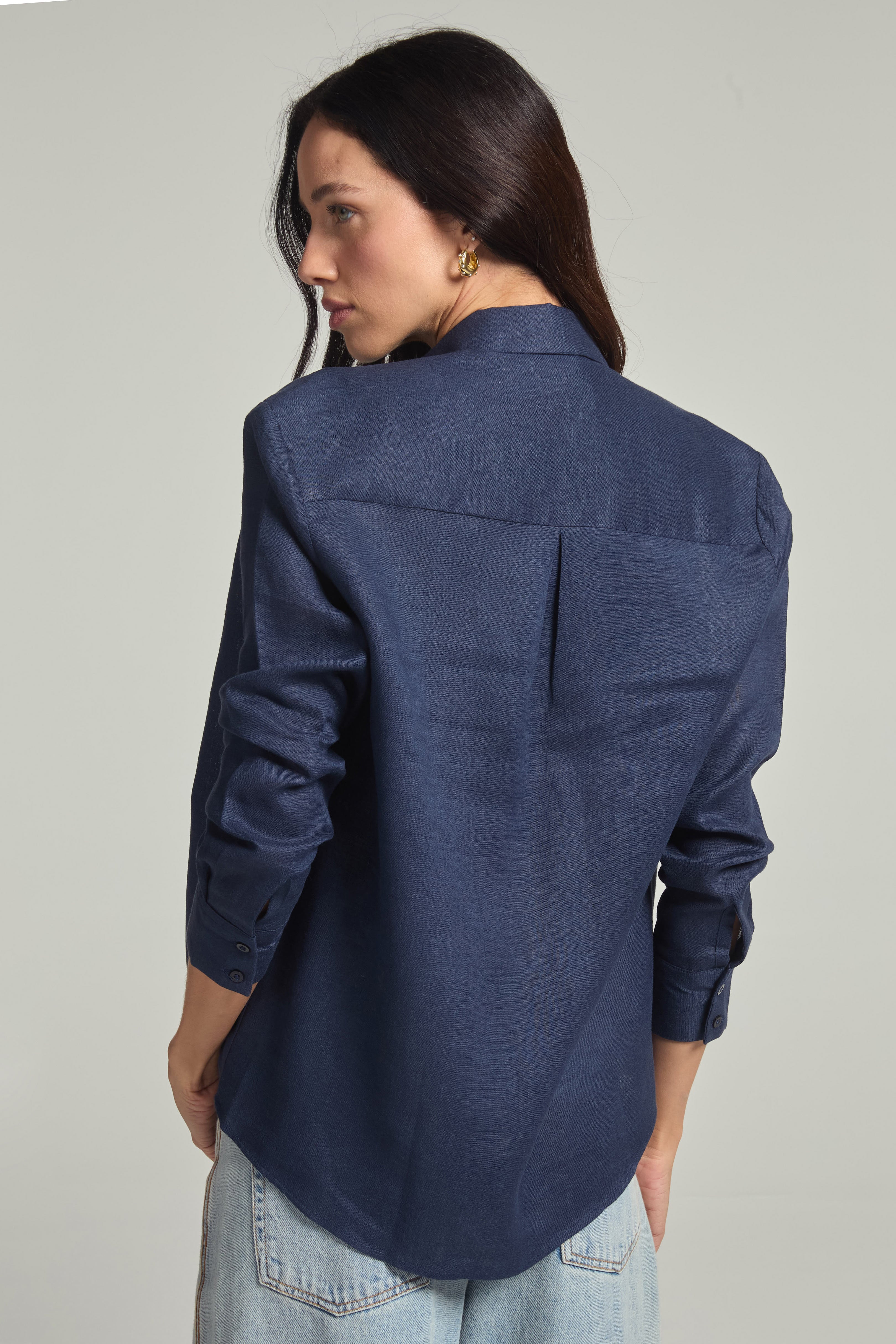 Camisa em linho - Marinho