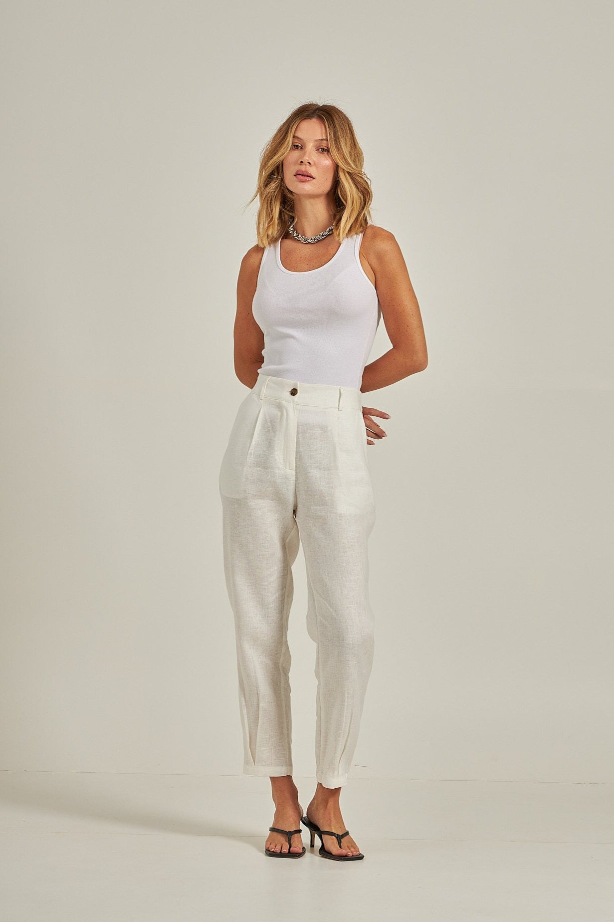 Calça cenoura Linho - Branco