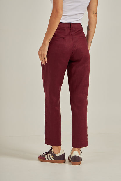 Calça cenoura Linho - Burgundy