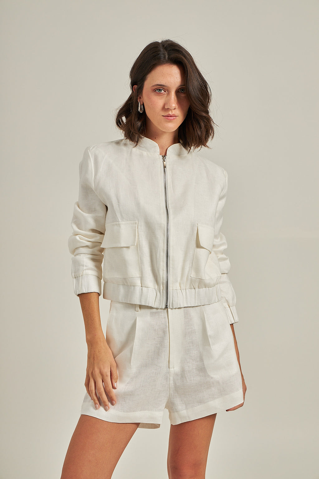 Bomber linho - Branco