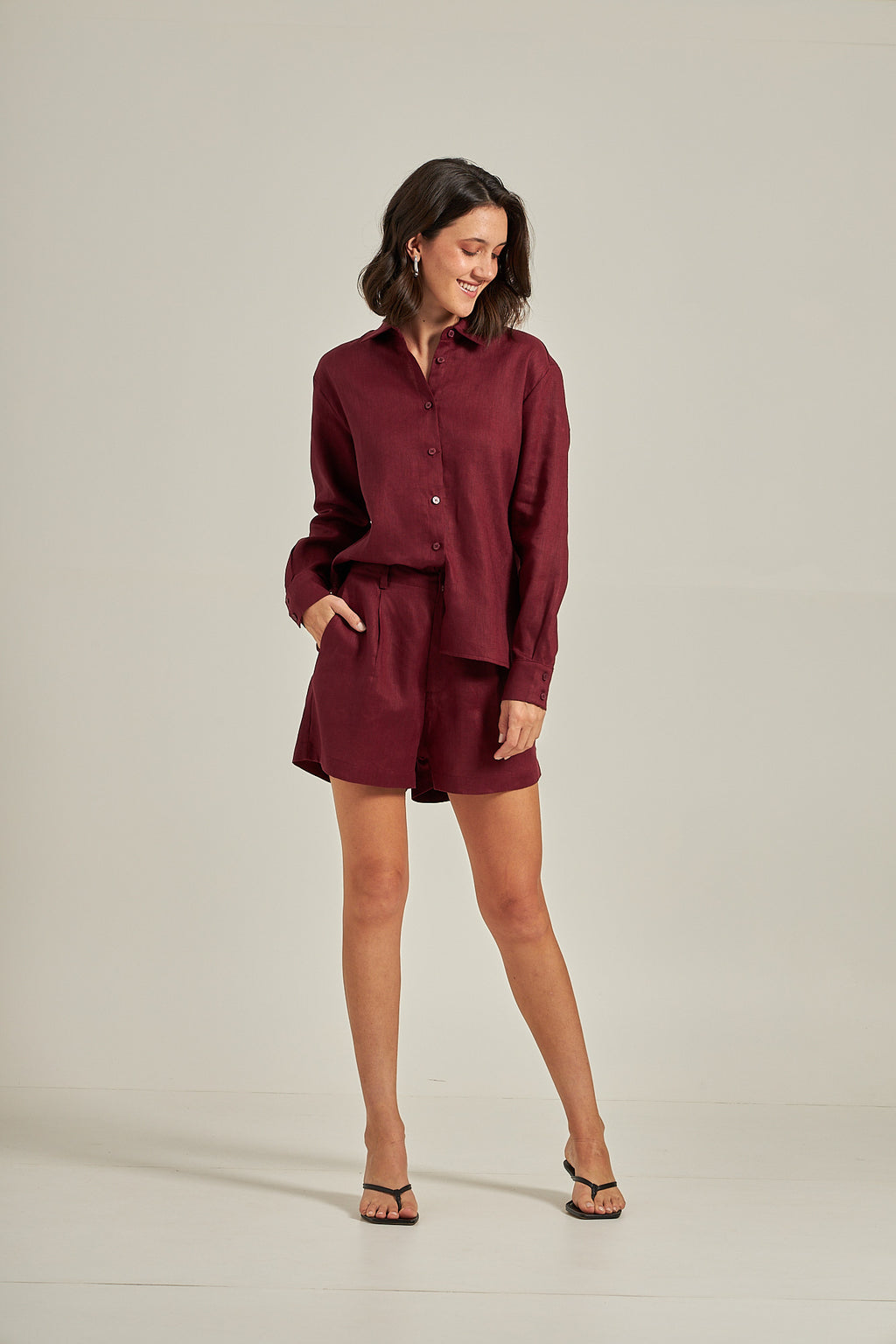 Camisa Linho - Burgundy