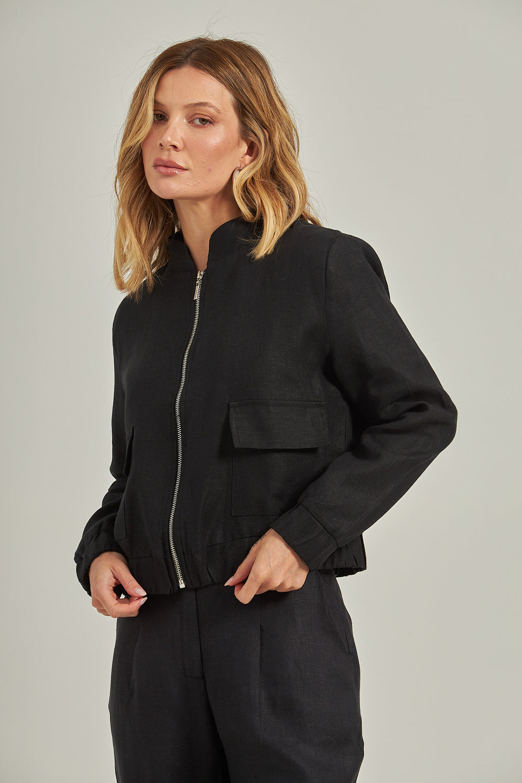 Bomber linho - Preto
