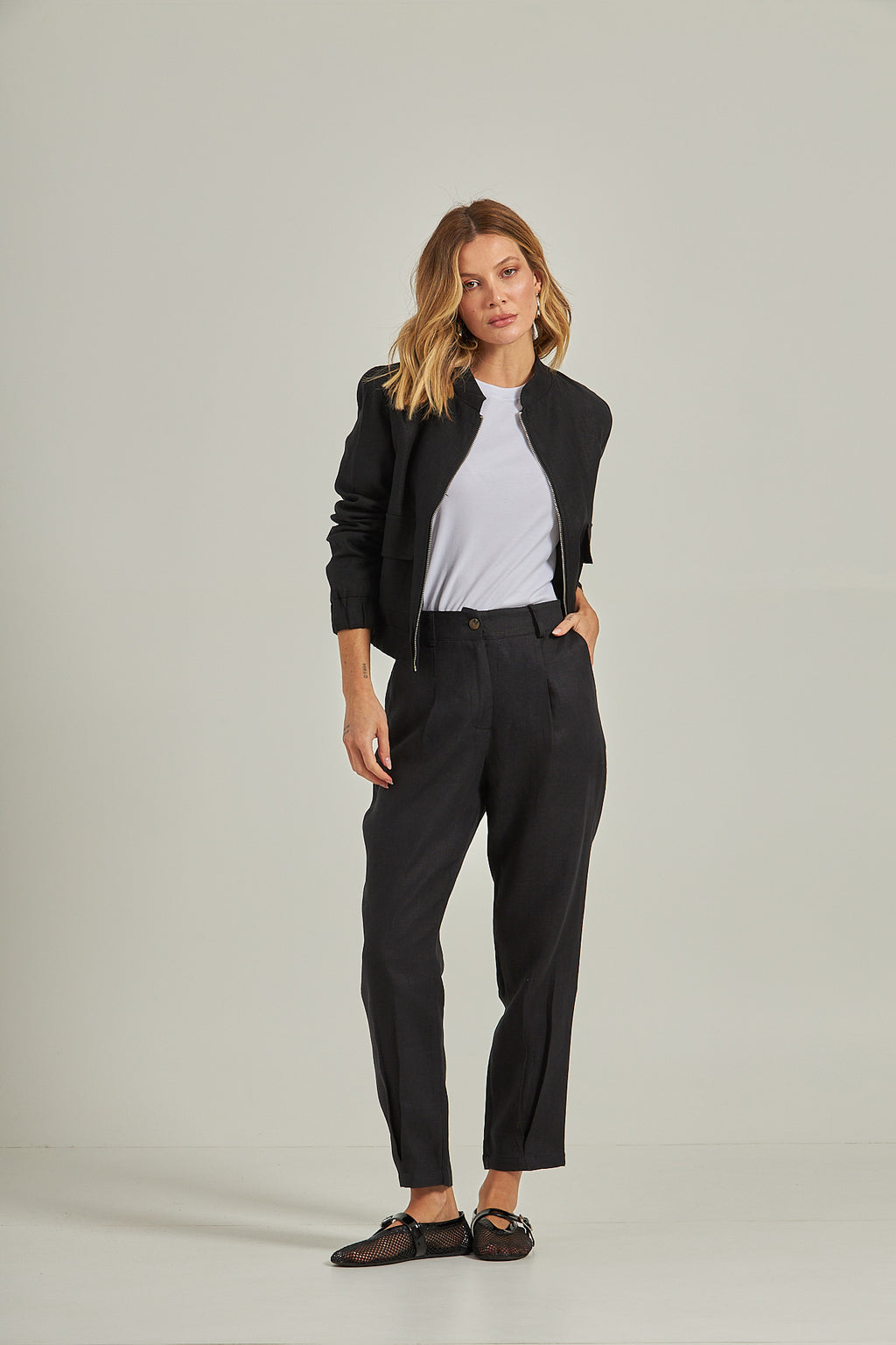 Bomber linho - Preto