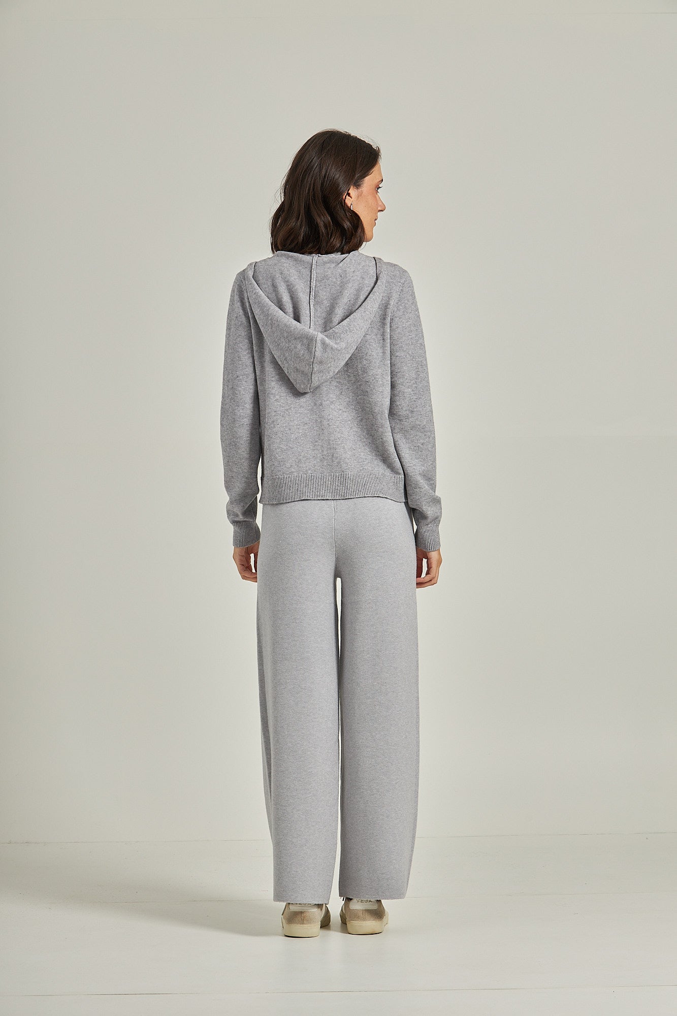 Calça wide tricot - Cinza Mescla