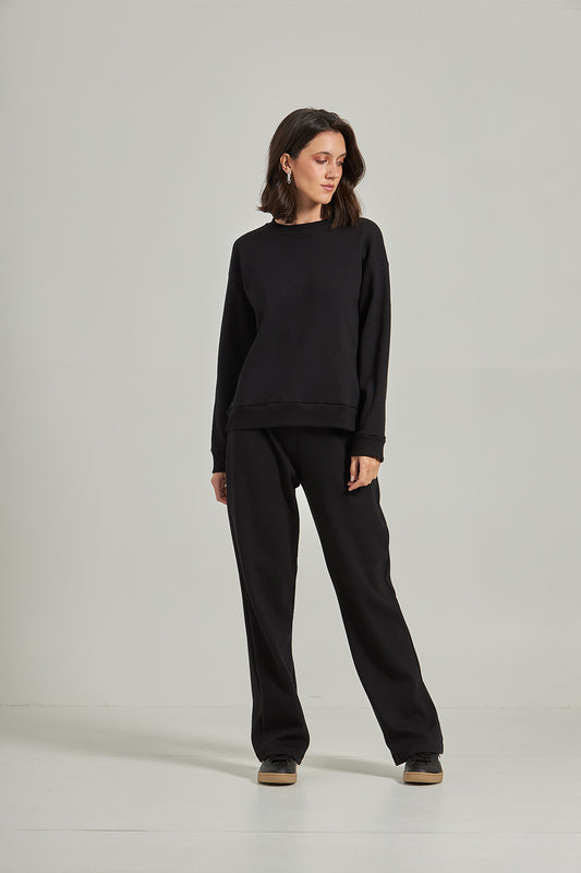 Calca wide moletom - Preto