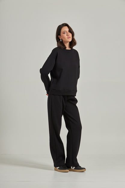 Calca wide moletom - Preto