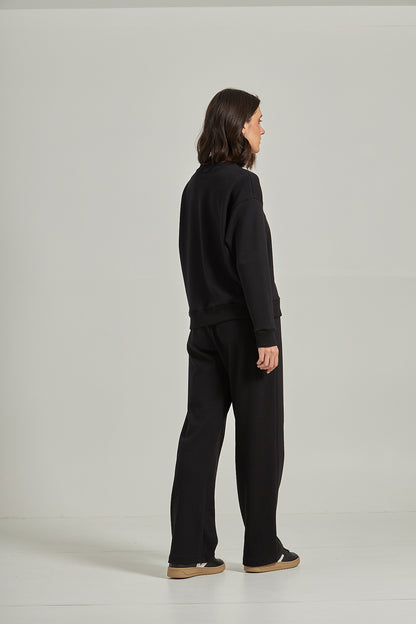 Calca wide moletom - Preto
