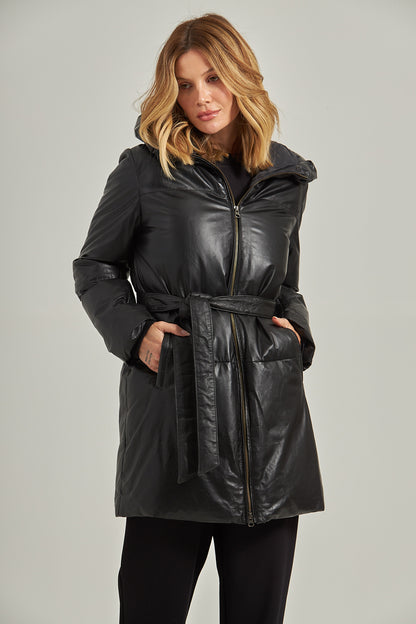Puffer couro - Preto