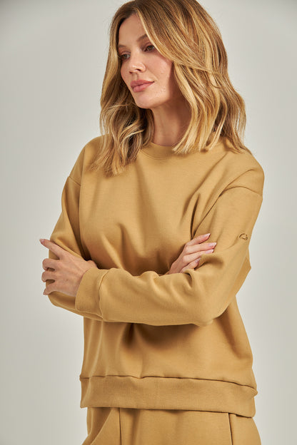 Blusa mg longa moletom - Caramelo
