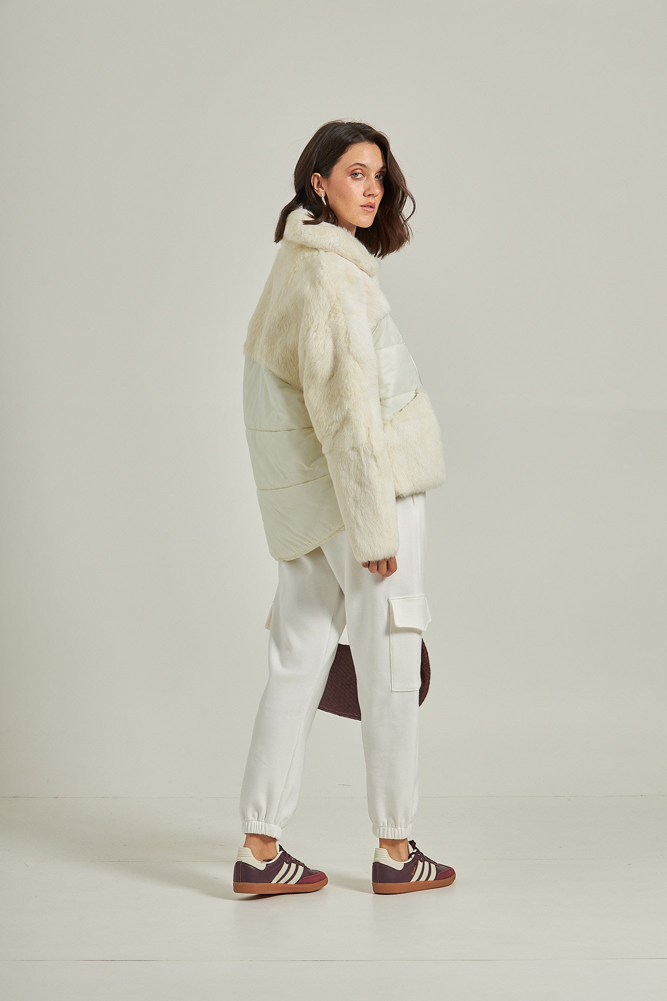 Casaco puffer de pele com bolso - Off