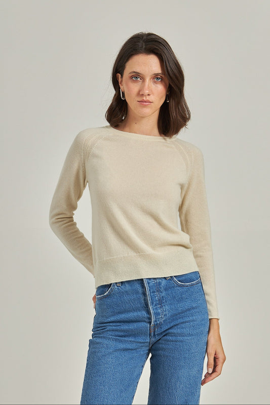 Sueter 100% cashmere gola U - Bege