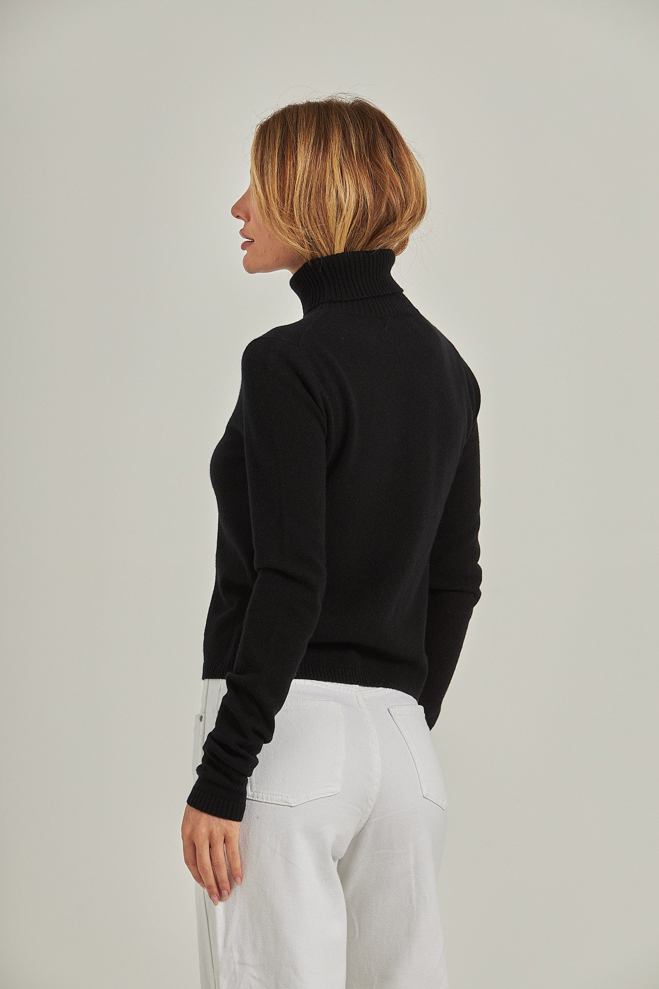 Suéter 100% cashmere gola alta - Preto
