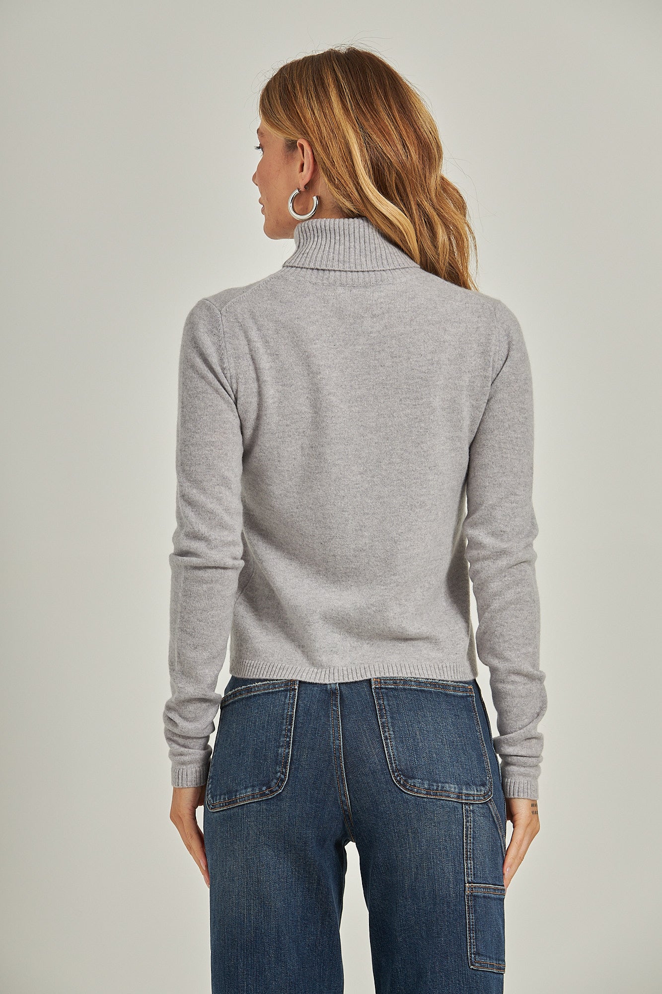 Suéter 100% cashmere gola alta - Cinza