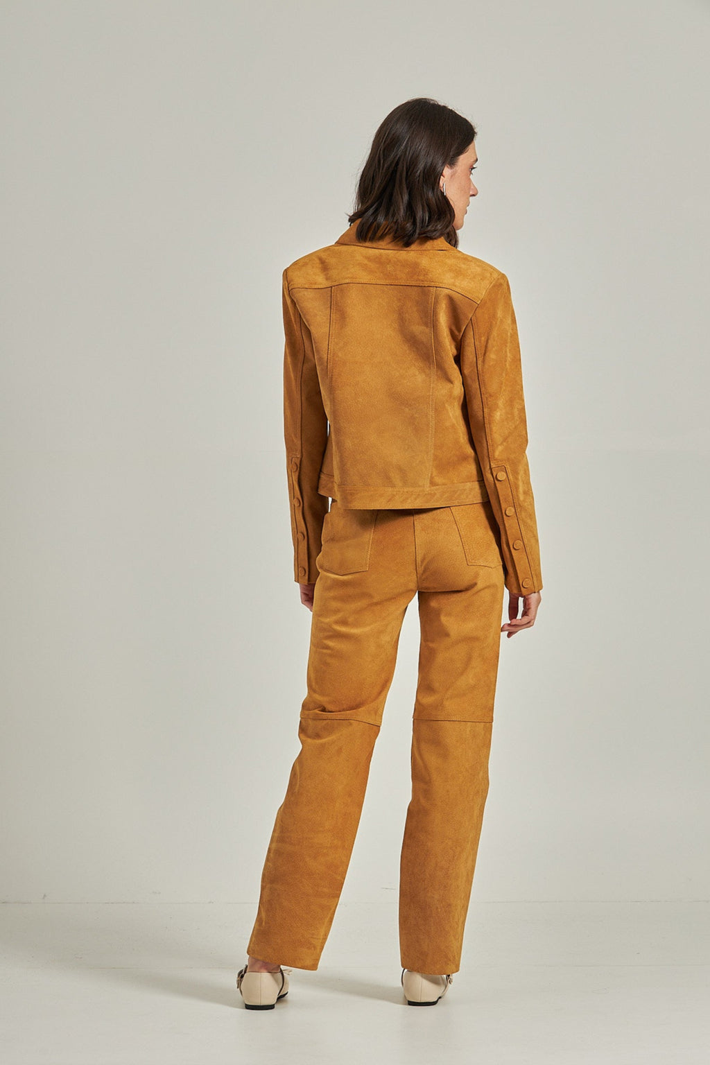Jaqueta couro estilo Jeans - Acamurçado Caramelo