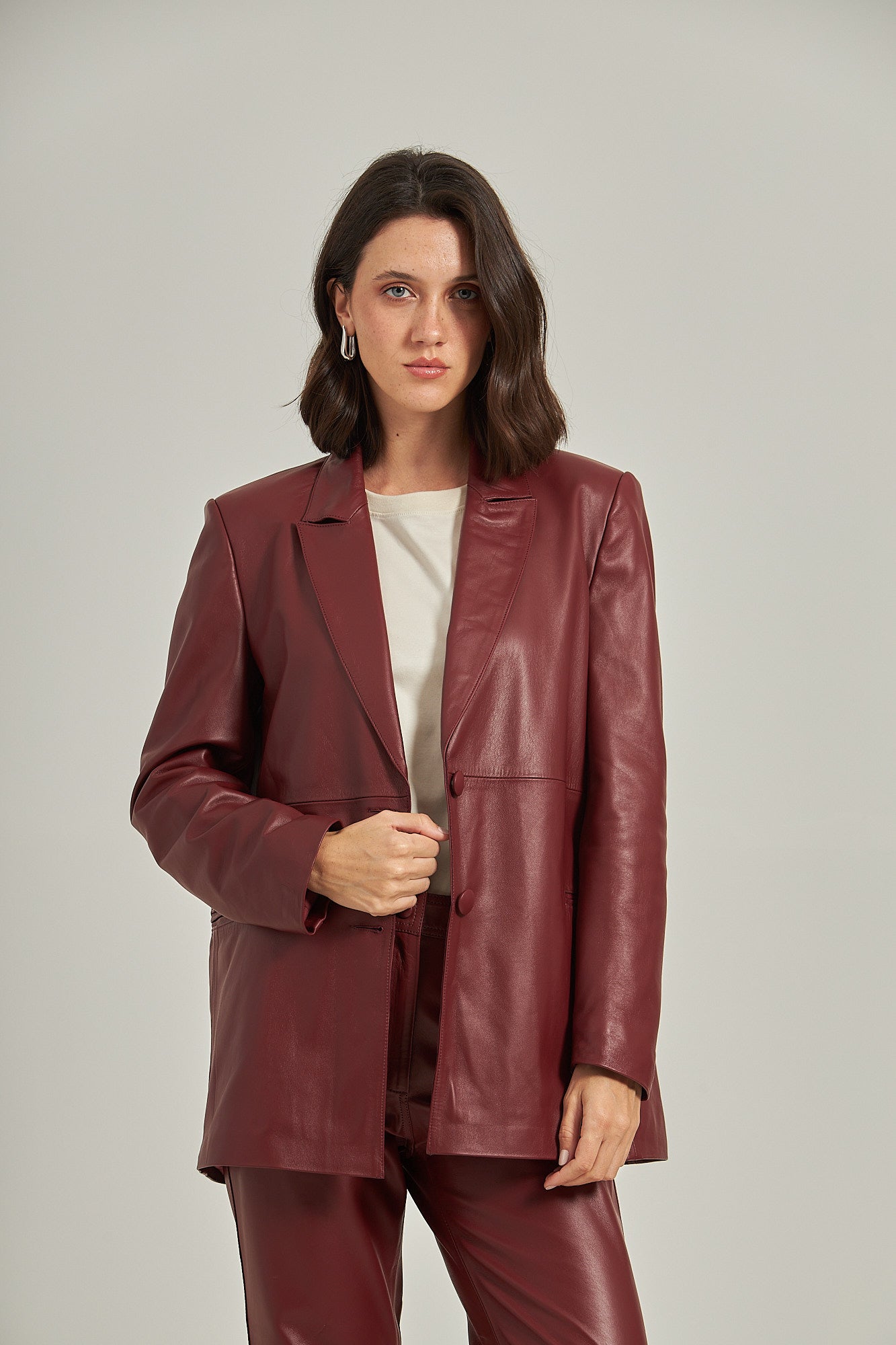 Blazer couro - Burgundy