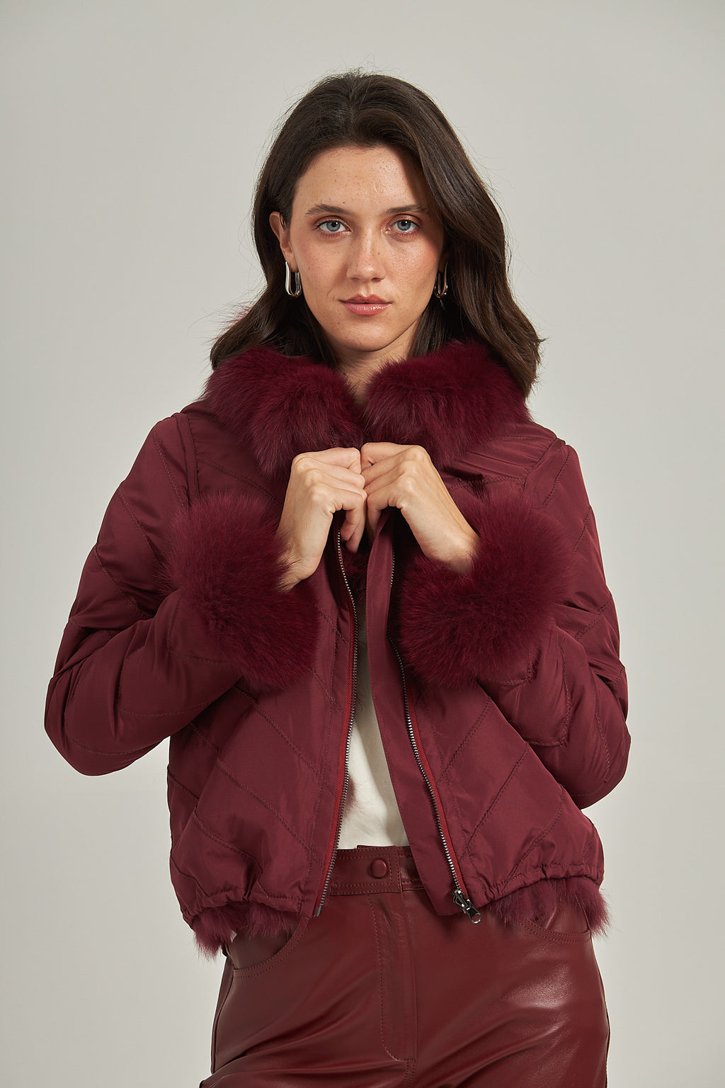 Casaco em pele - Burgundy