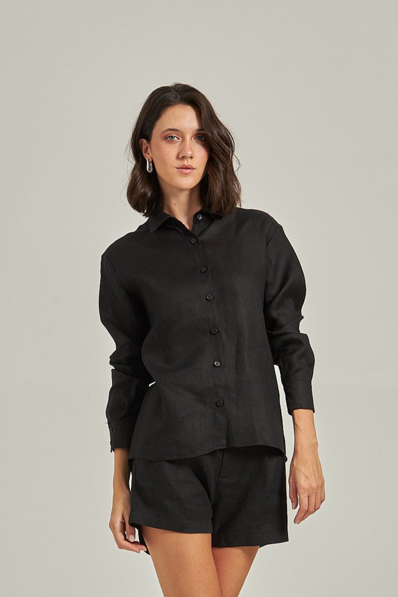 Camisa Linho - Preto