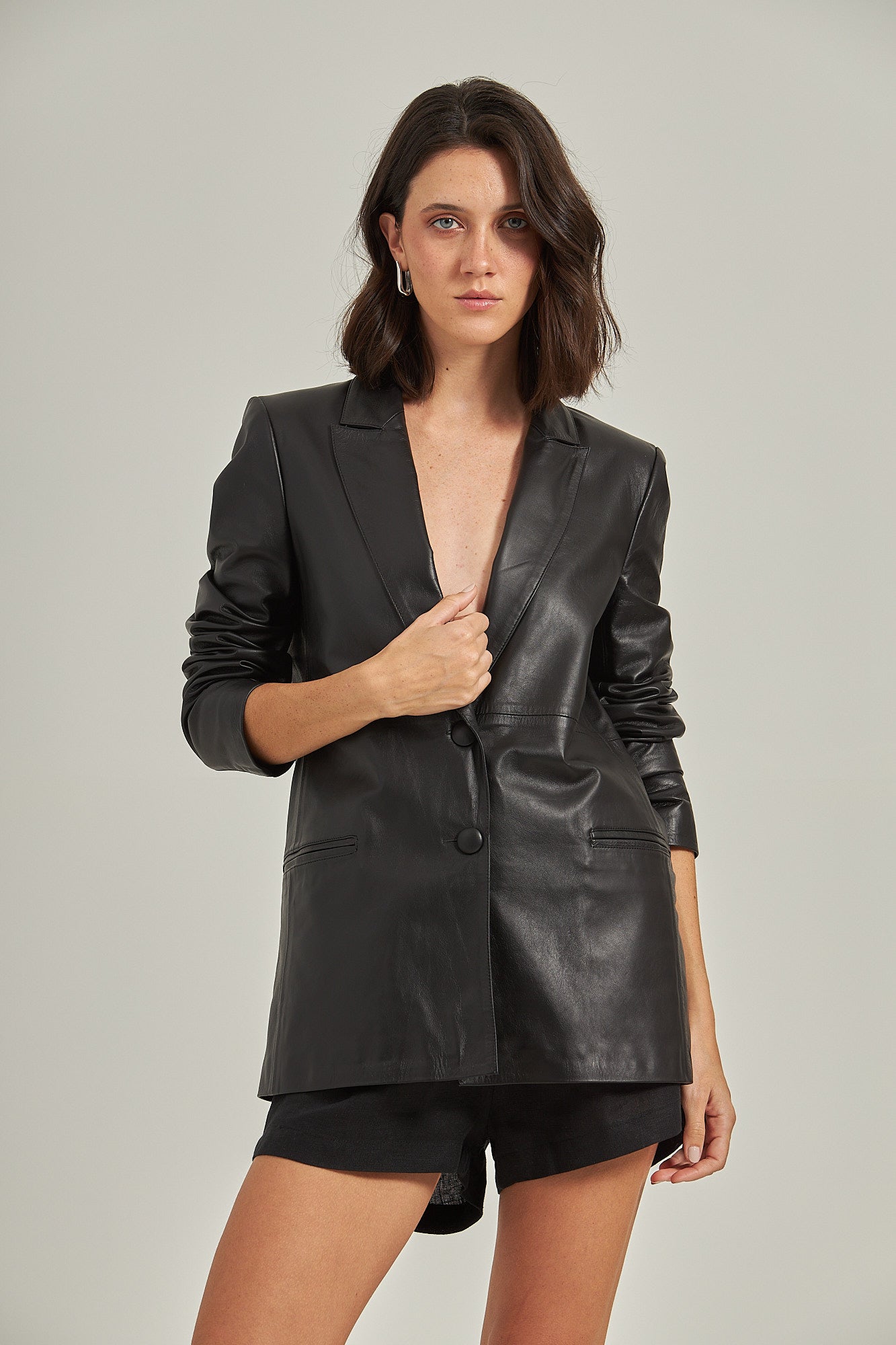 Blazer couro - Preto
