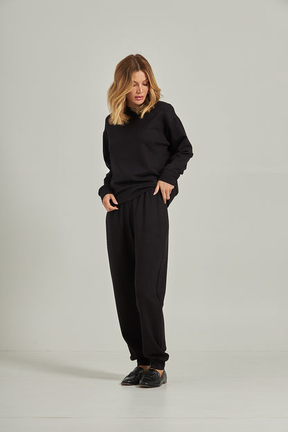 Blusa mg longa  moletom - Preto