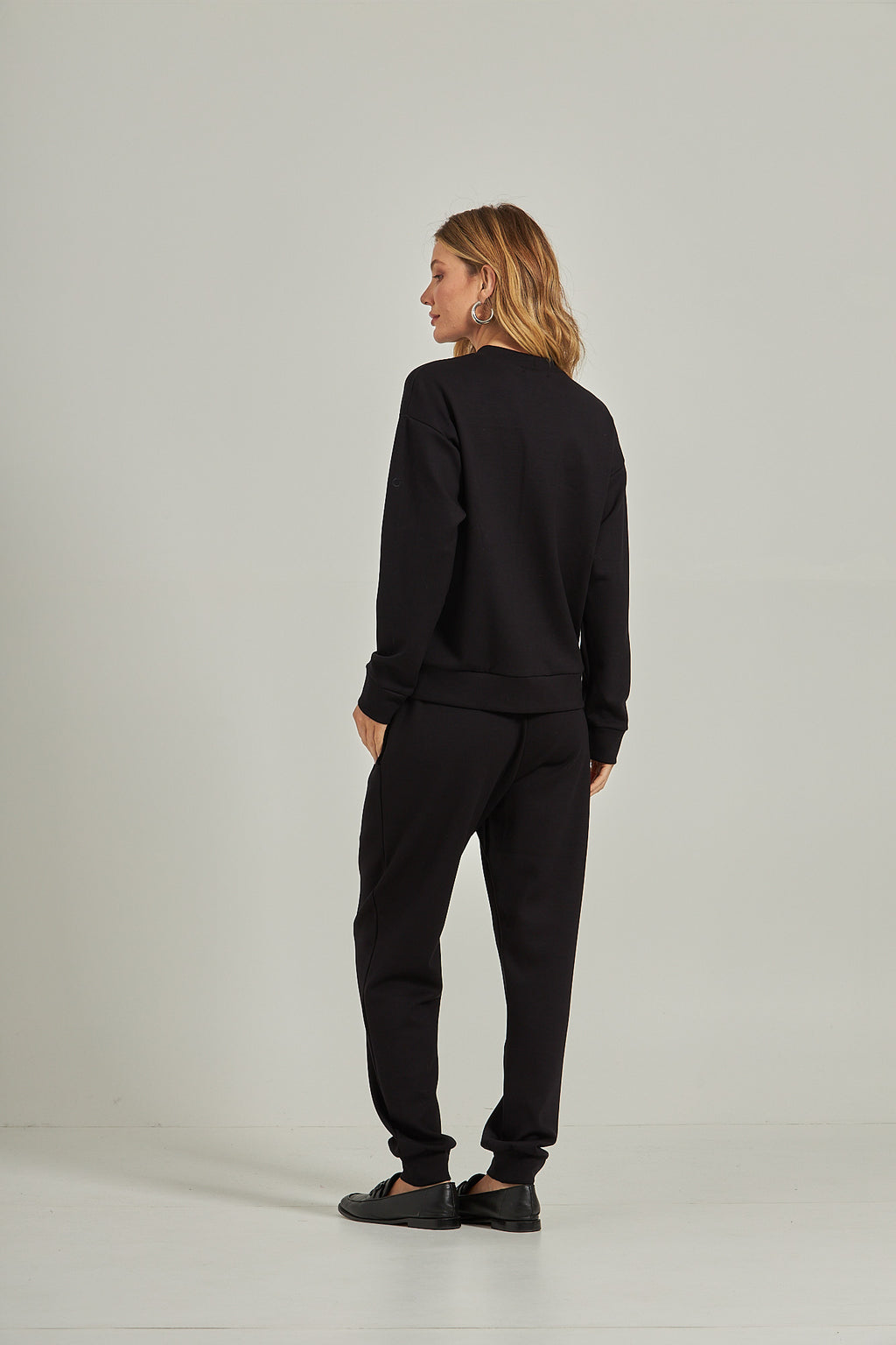 Blusa mg longa  moletom - Preto