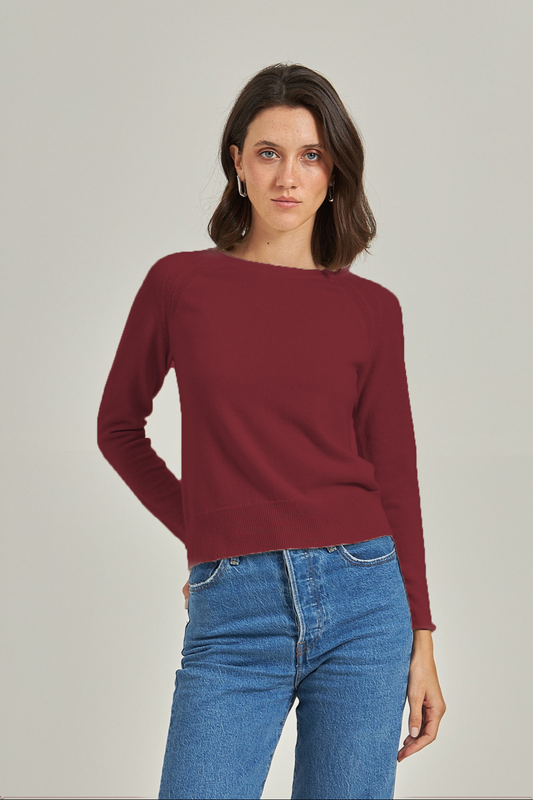 Sueter 100% cashmere gola U - Burgundy