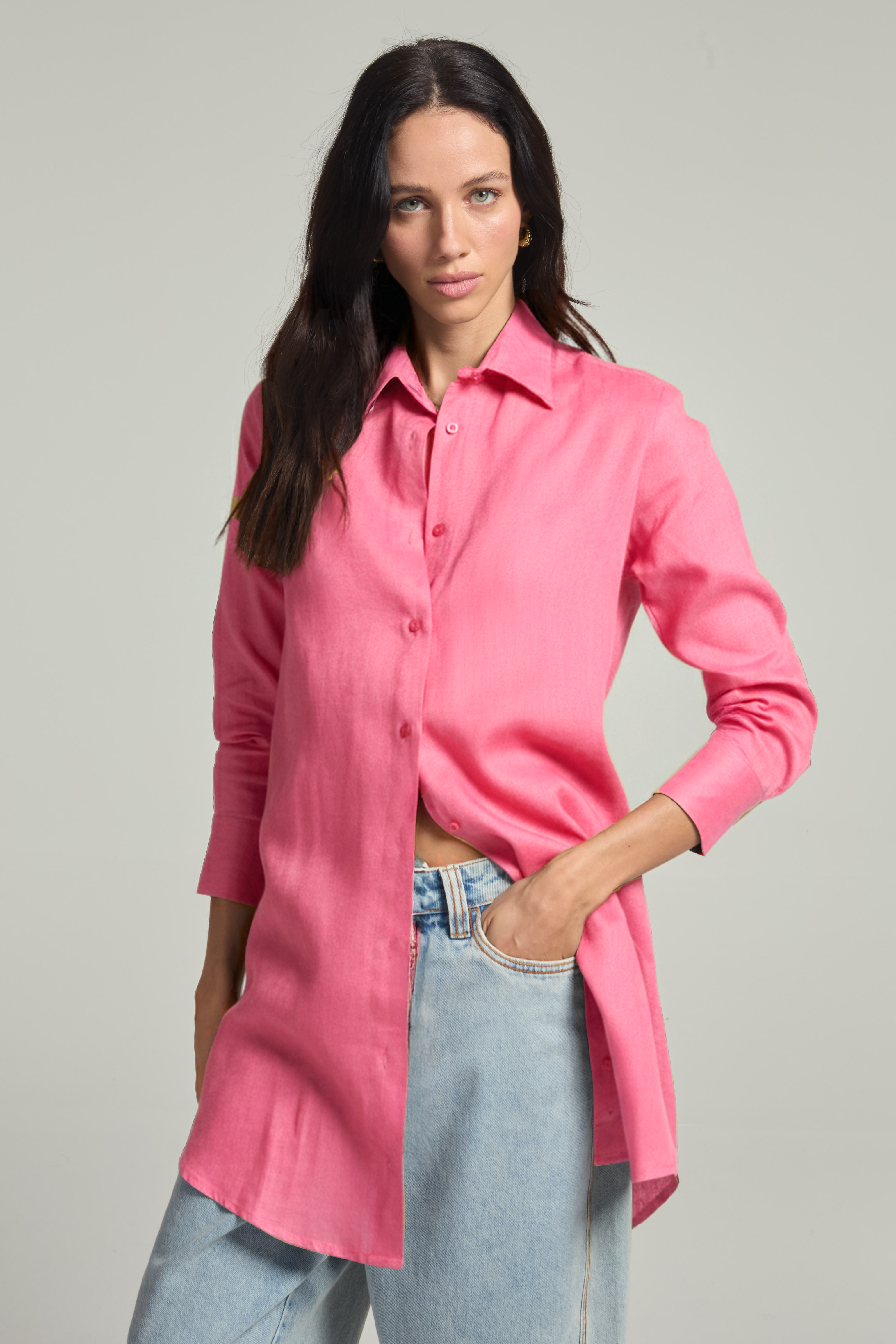 Chemise em linho - Rosa