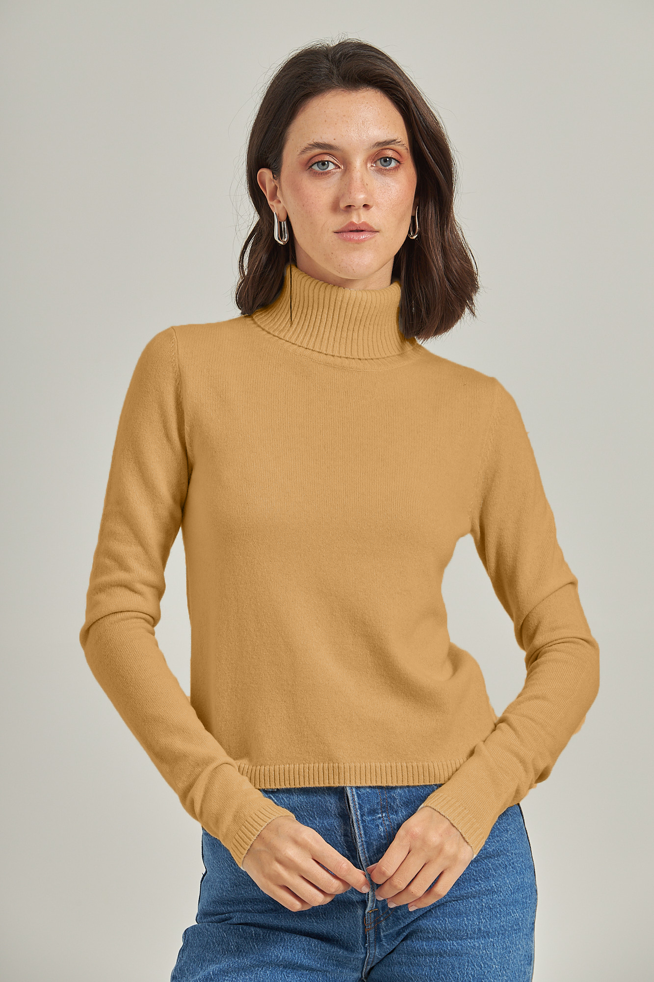 Sueter 100% cashmere gola alta - Caramelo