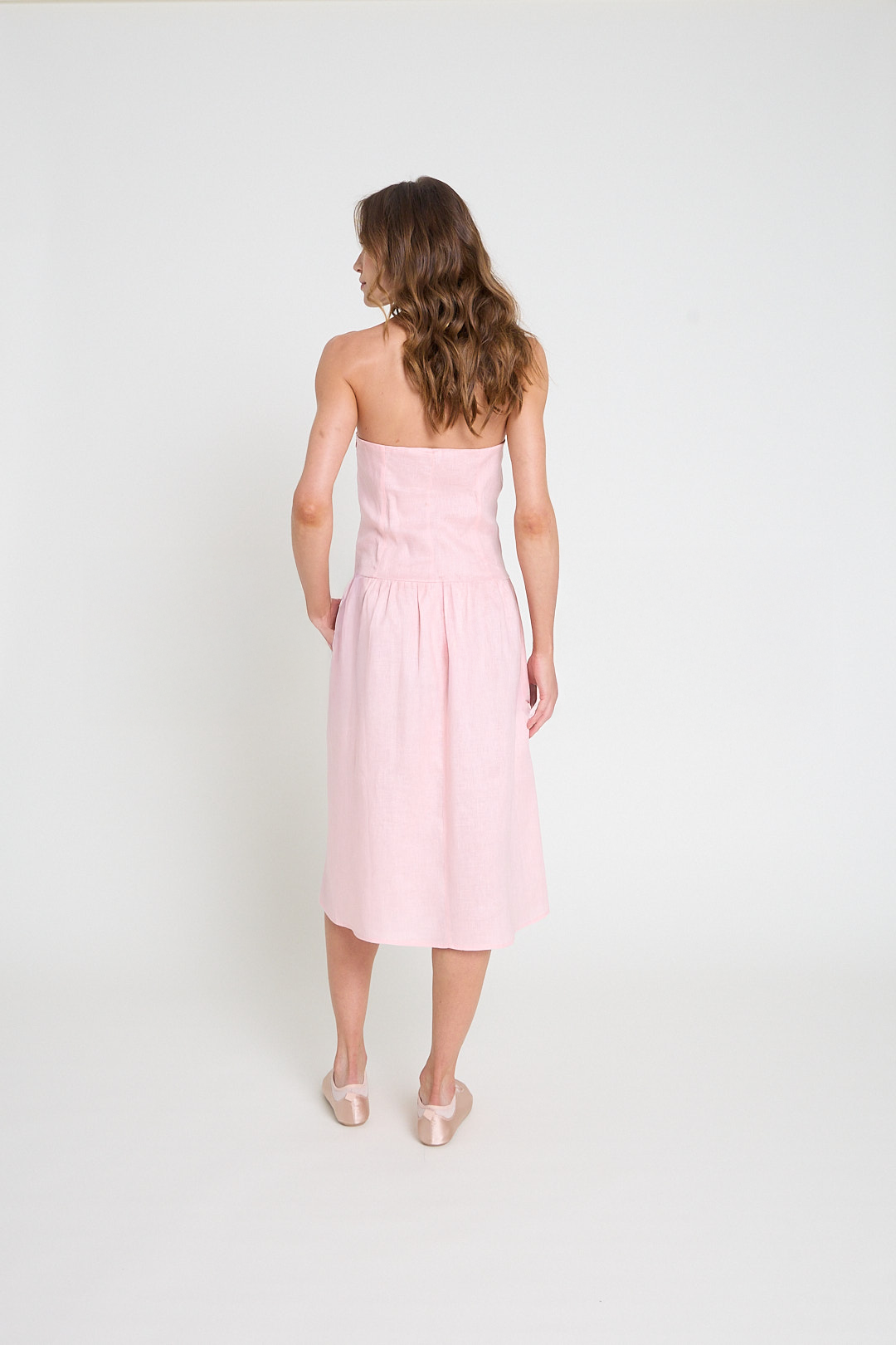 Vestido em linho - Rosa