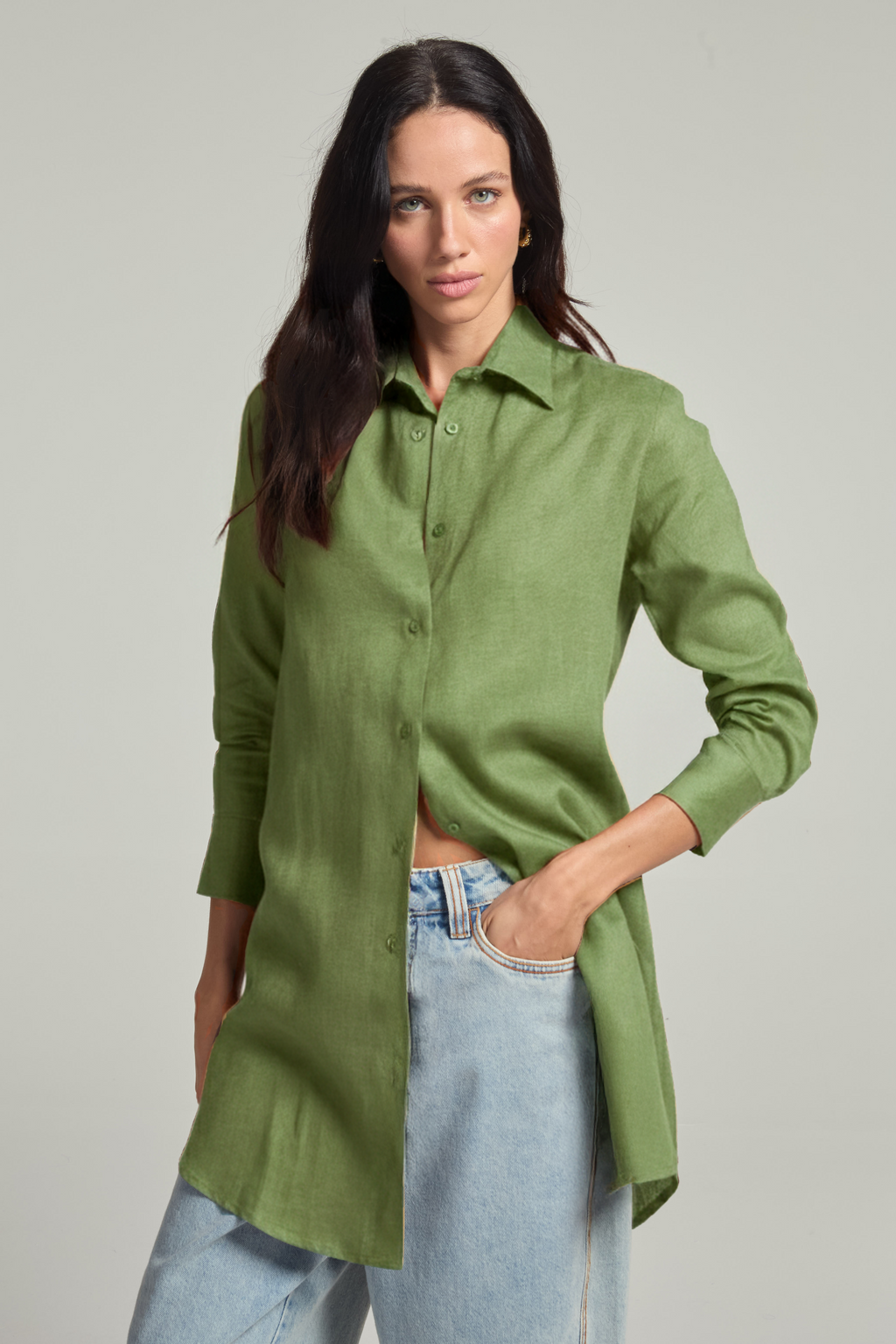 Chemise em linho - Verde