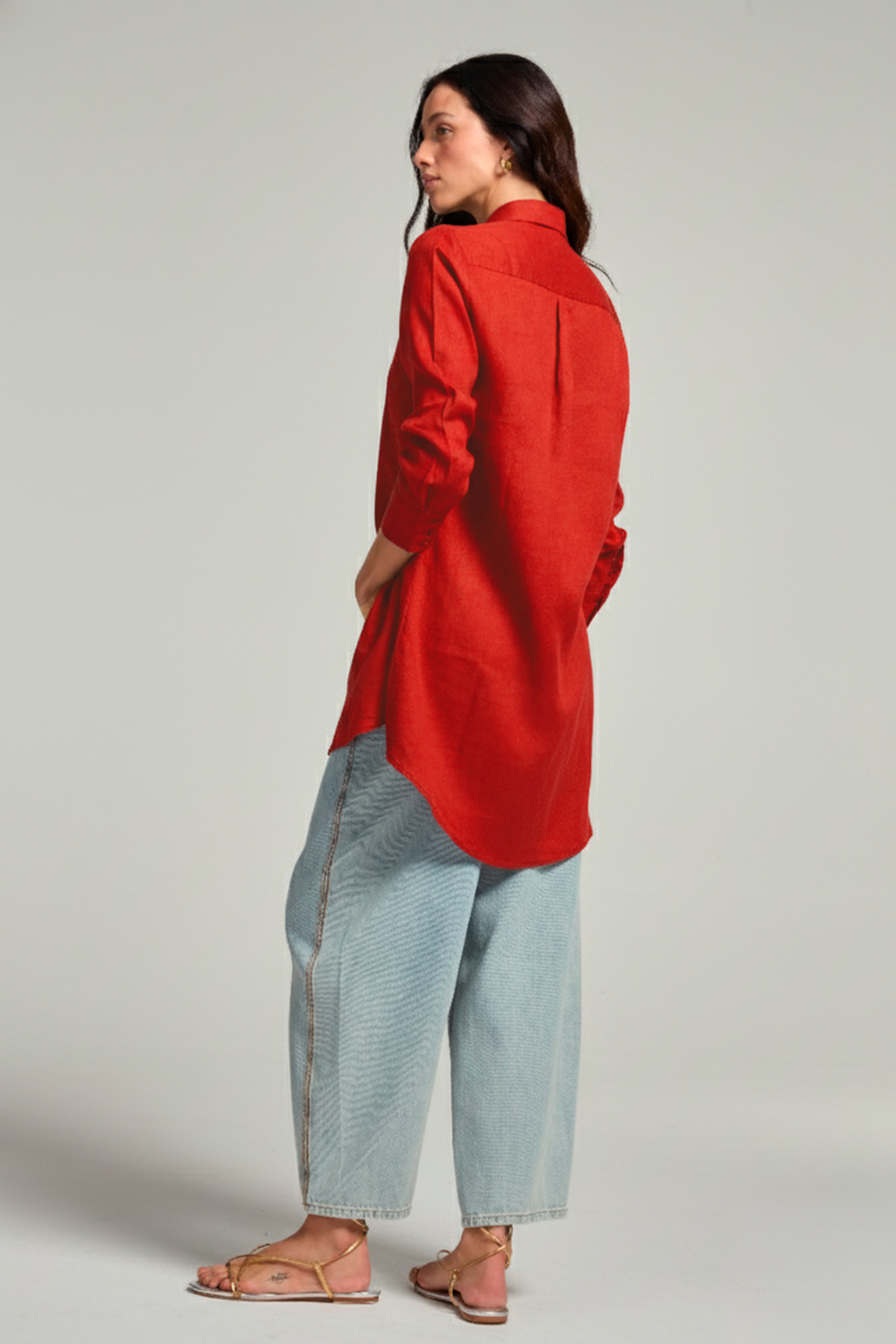 Chemise em linho - Vermelho