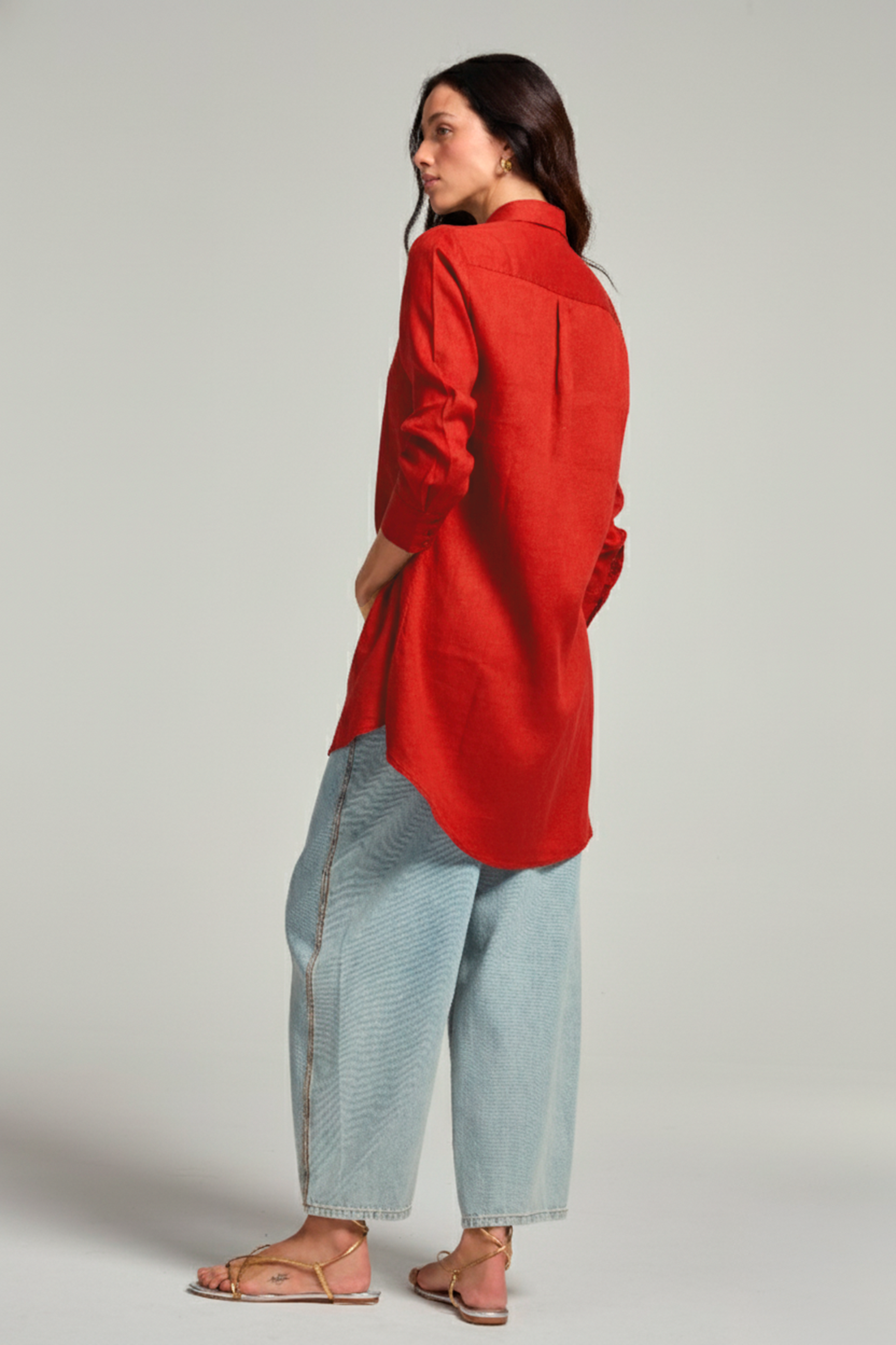 Chemise em linho - Vermelho