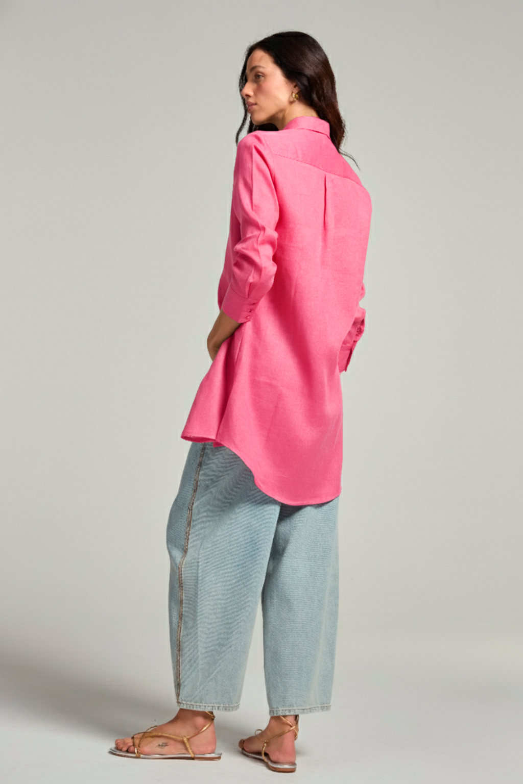 Chemise em linho - Rosa