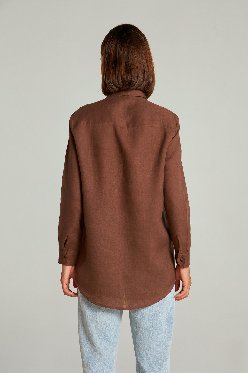 Camisão em linho bordado - Marrom