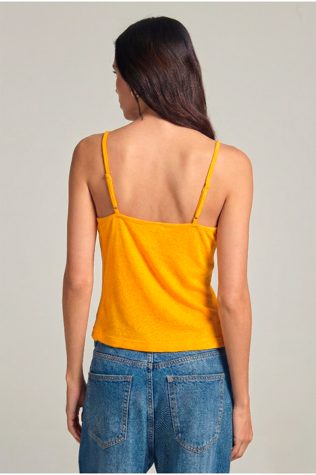 Regata alcinha em viscolinho - Amarelo