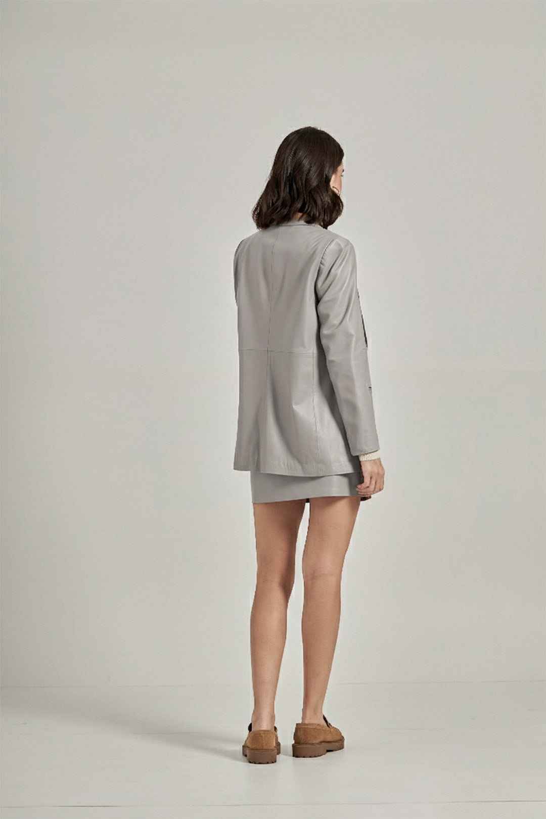 Blazer couro - Cinza